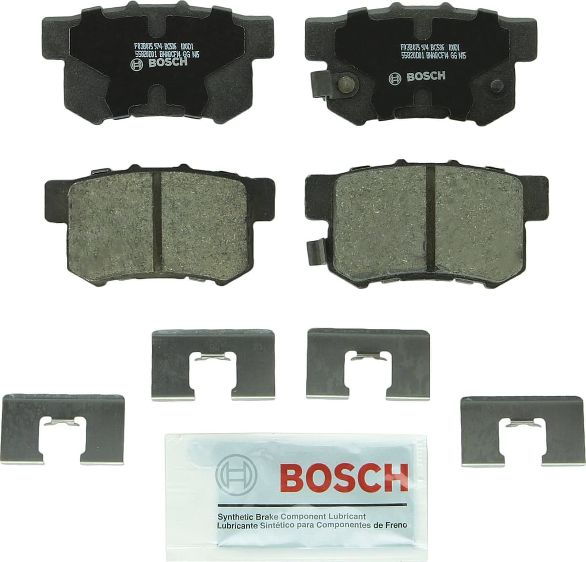Bosch BC914 QuietCast Premium Ceramic Disc Brake Pad Set For: Acura ILX; Honda Accord, Civic, CR-V, Element, Fit, Front — view 107