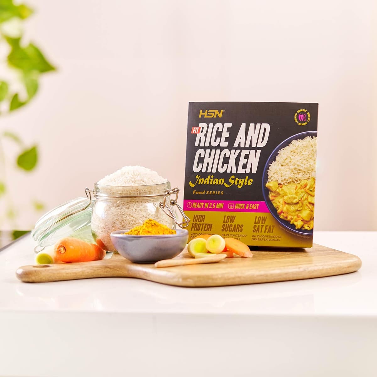 Plato Preparado Fit Arroz con Pollo en Salsa al Curry estilo Hindú de HSN | 420 gramos | Listo para Calentar y Tomar | Alto en Proteínas, Bajo en calorías | Comida Sana y Rica — view 4