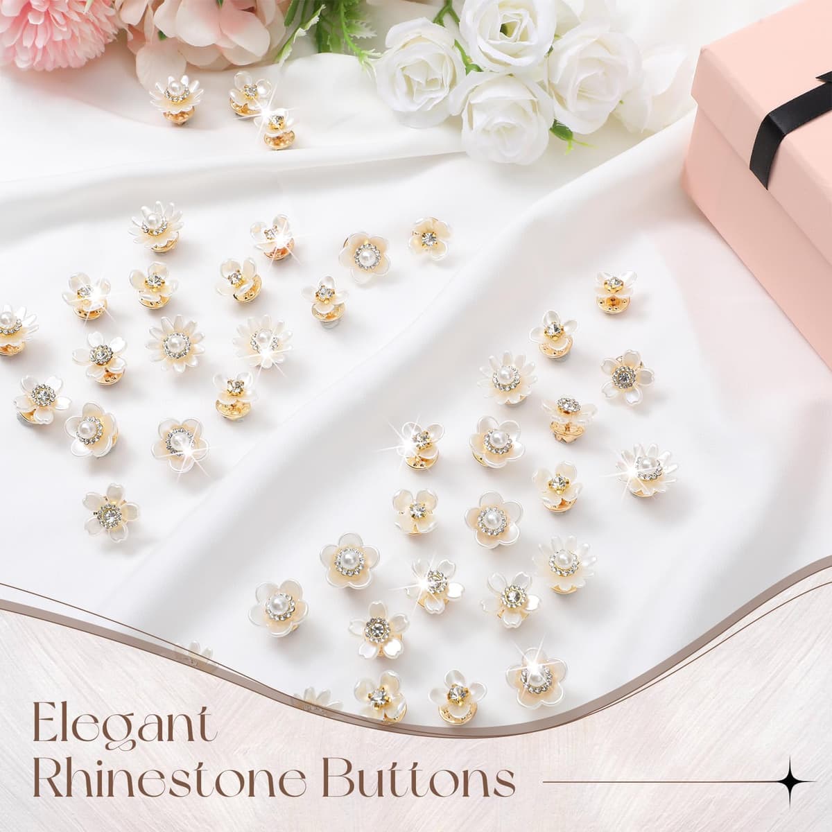 Trnayi 50 Pcs Junk Socks Charms Kit Sparkly Brooches Pins for Women Socks, Pearls Rhinestones Brooch Jewelry with Safety Pins, DIY Accessories Bulk for Clothing Hat Shoe Sneakers Bags — view 4