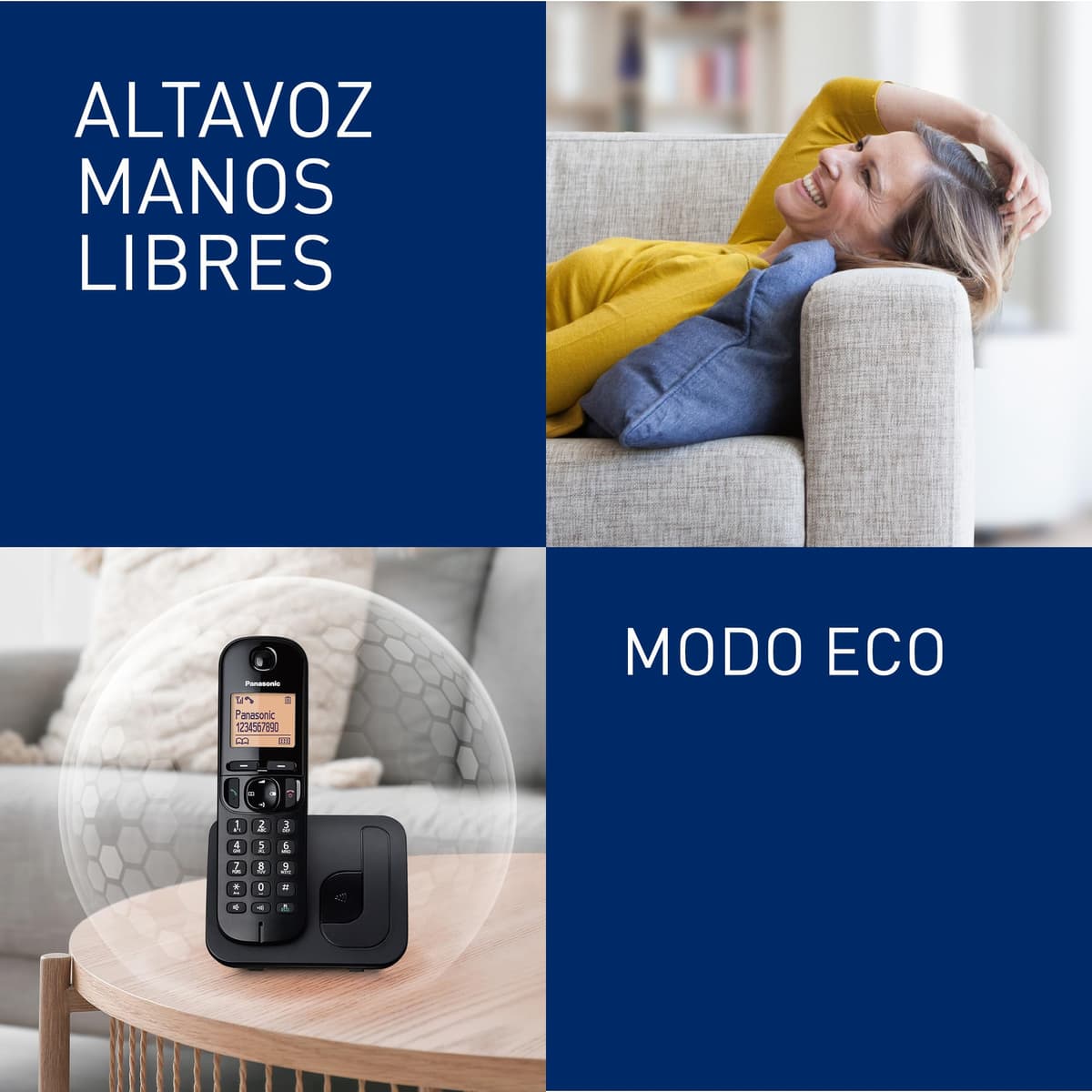 Panasonic KX-TGC210 Teléfono fijo inalámbrico, LCD, Identificador de llamadas, Agenda de 50 números, Tecla de navegación, Modo ECO, Reducción de ruido, Negro — view 4