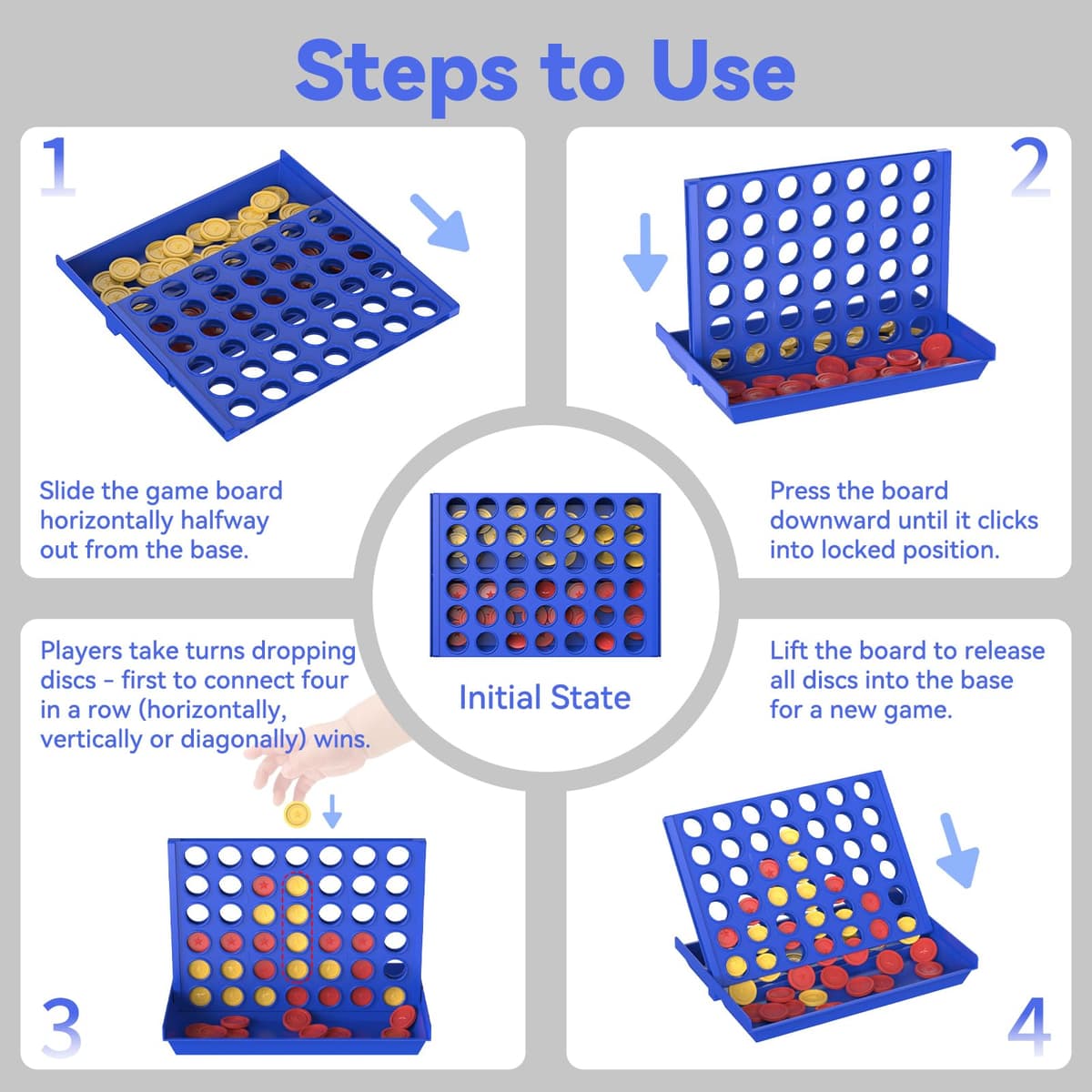 Pup Go Standard Size 4 in a Row Board Game for Kids Ages 3+, Ideal for Boys and Girls, Funny Educational Family Toy, 2 Player Strategy Game with 6 Spare Discs, Foldable Design — view 6