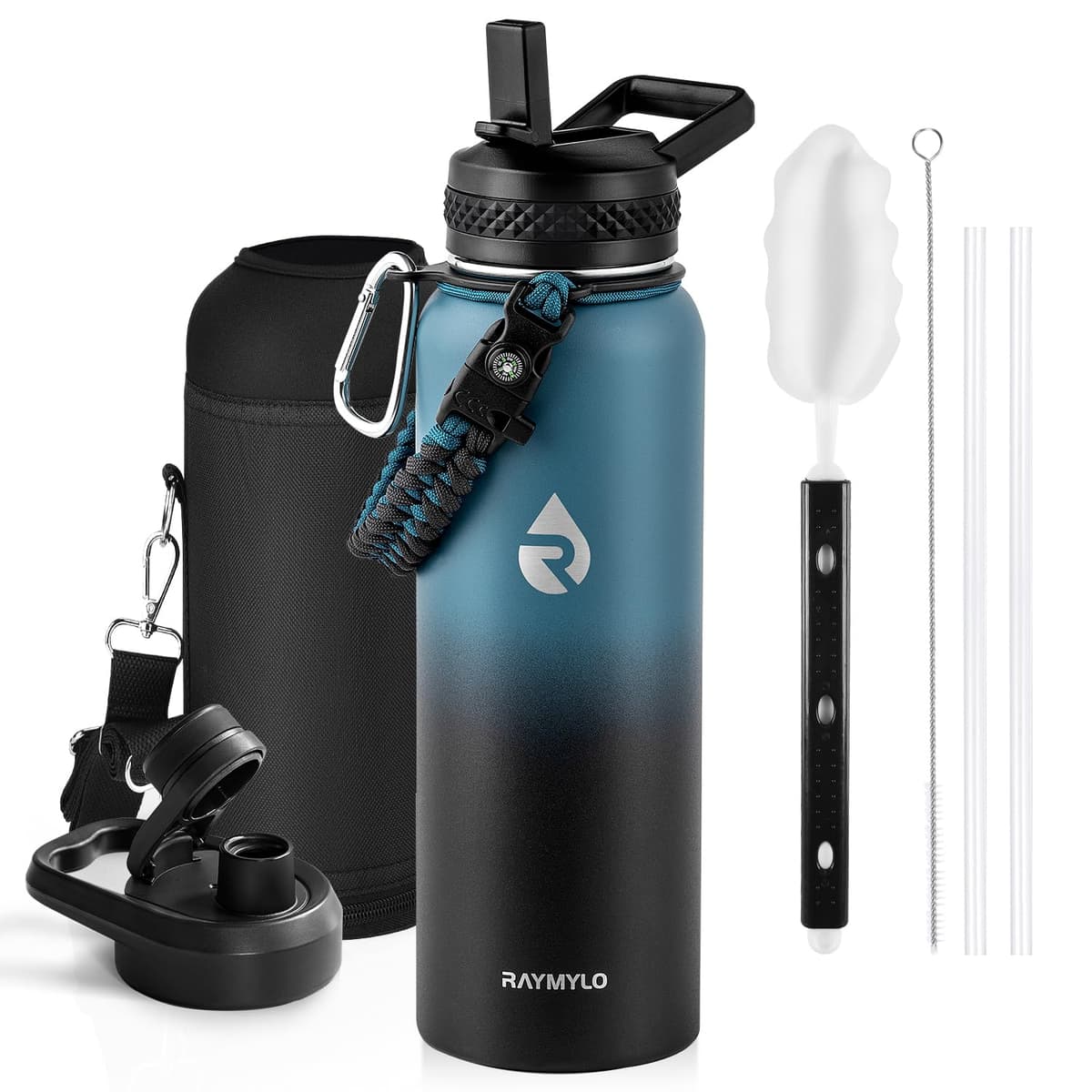 RAYMYLO One Gallon Water Bottle Insulated, Triple Walled Vacuum Stainless Steel (Cold for 48 Hrs), Leak Proof & Non-BPA, Large Water Flask Jug with Paracord Handle & Straw Spout Lids — view 27
