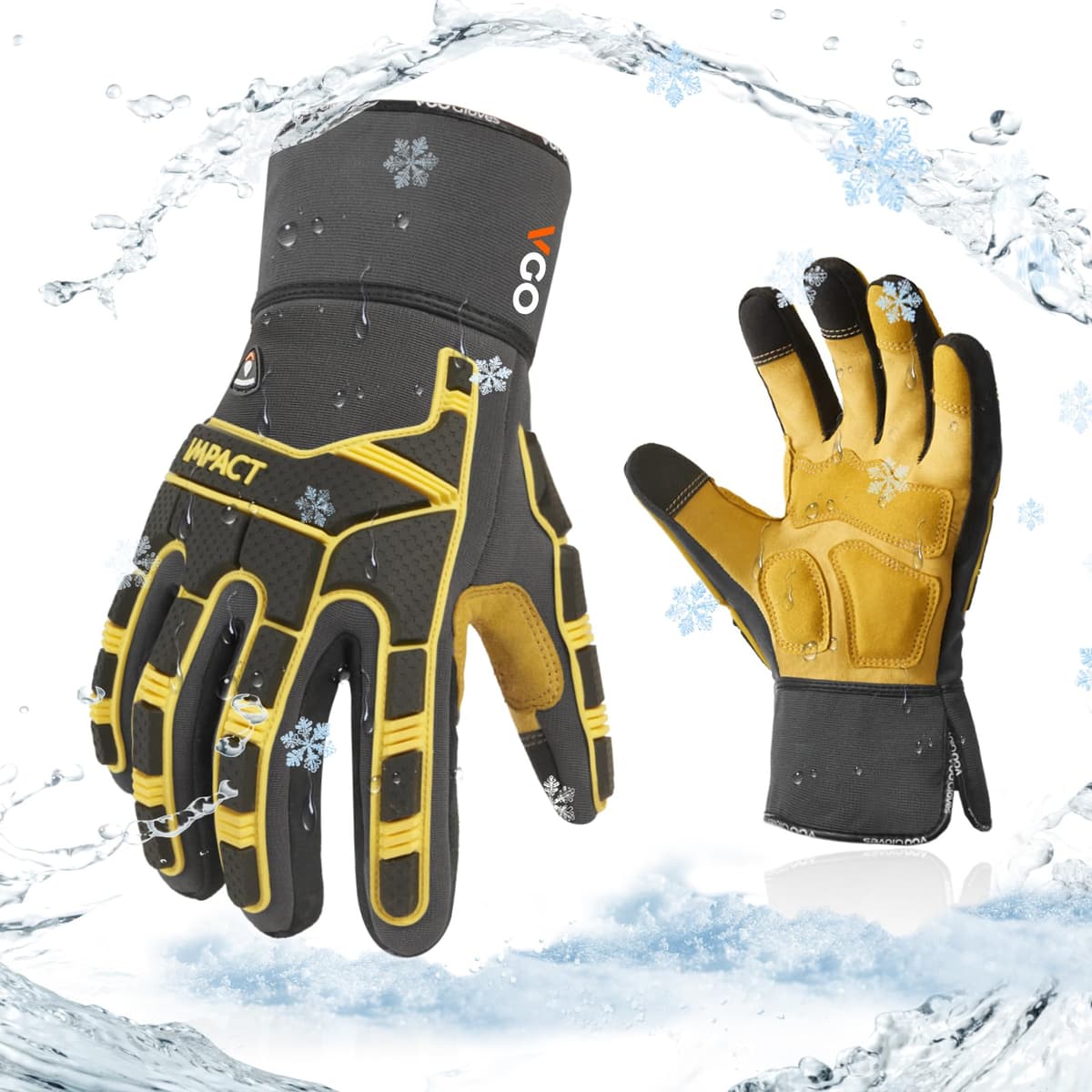 Vgo... 1-Pair -4℉ or above Thinsulate C100 Lined High Dexterity Touchscreen Synthetic Leather Winter Warm Work Gloves, Waterproof Insert (XL,Black,SL8777FW) — view 8