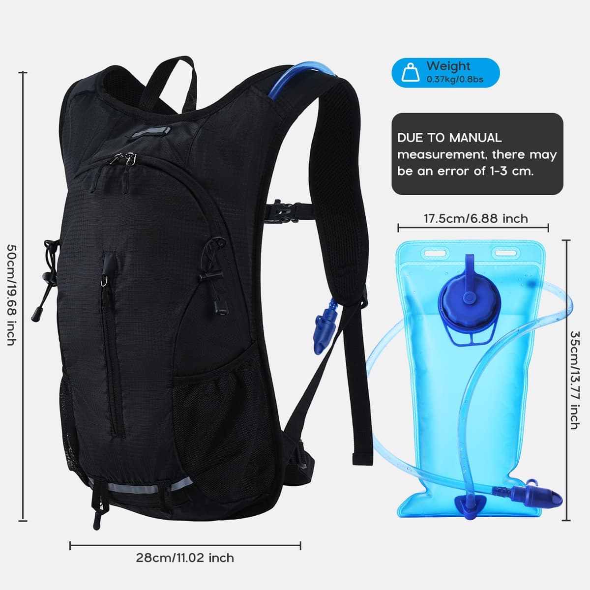 Hydration Backpack with 2L Water Bladder, Lightweight Water Backpack Breathable Hydration Pack for Women Men Cycling Running Camping Climbing — view 5