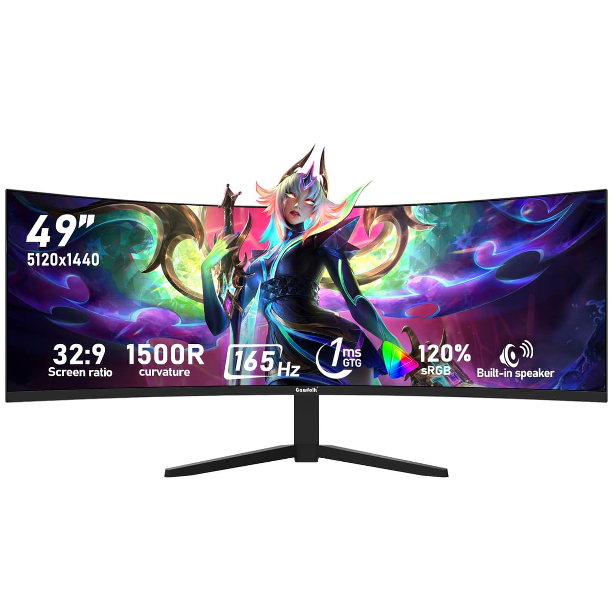 Gawfolk 27 inch IPS PC Screen, 4K Gaming Monitors 160Hz, 1ms,AdaptiveSync, 100%sRGB, 178° Wide Viewing Angle, HDMI 2.1, DisplayPort,Height-adjustable and swivel,75*75MM Wall Mount Compatible - Black — view 15