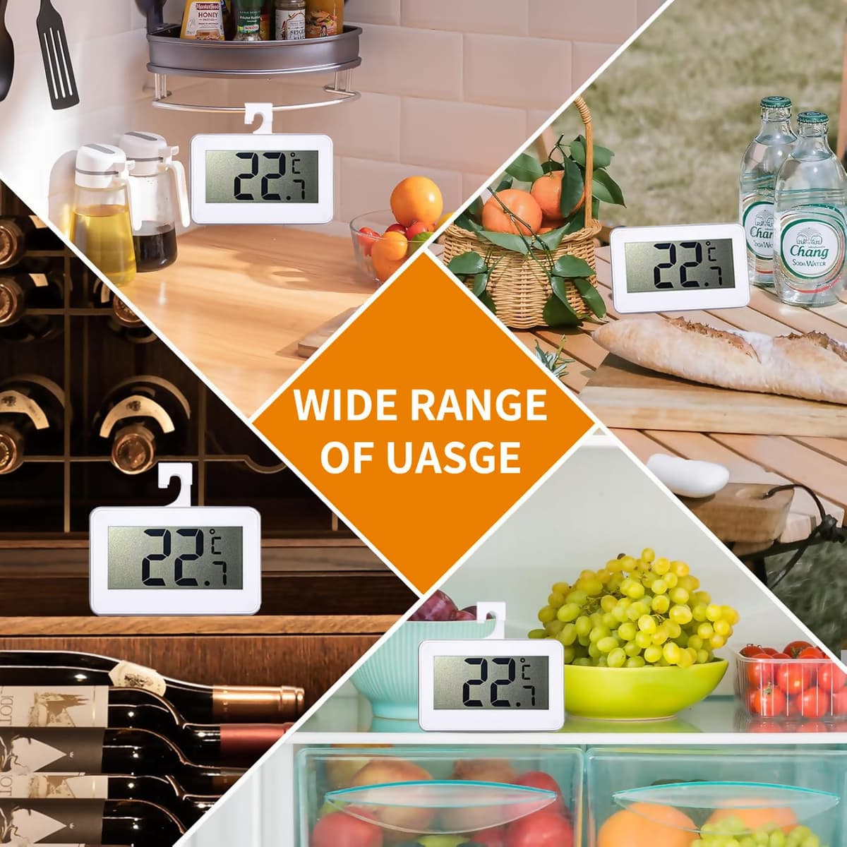 Fridge Thermometer, Suplong Digital Waterproof Fridge Freezer Thermometer Easy to Read LCD Display With Max/Min Record Function — view 5
