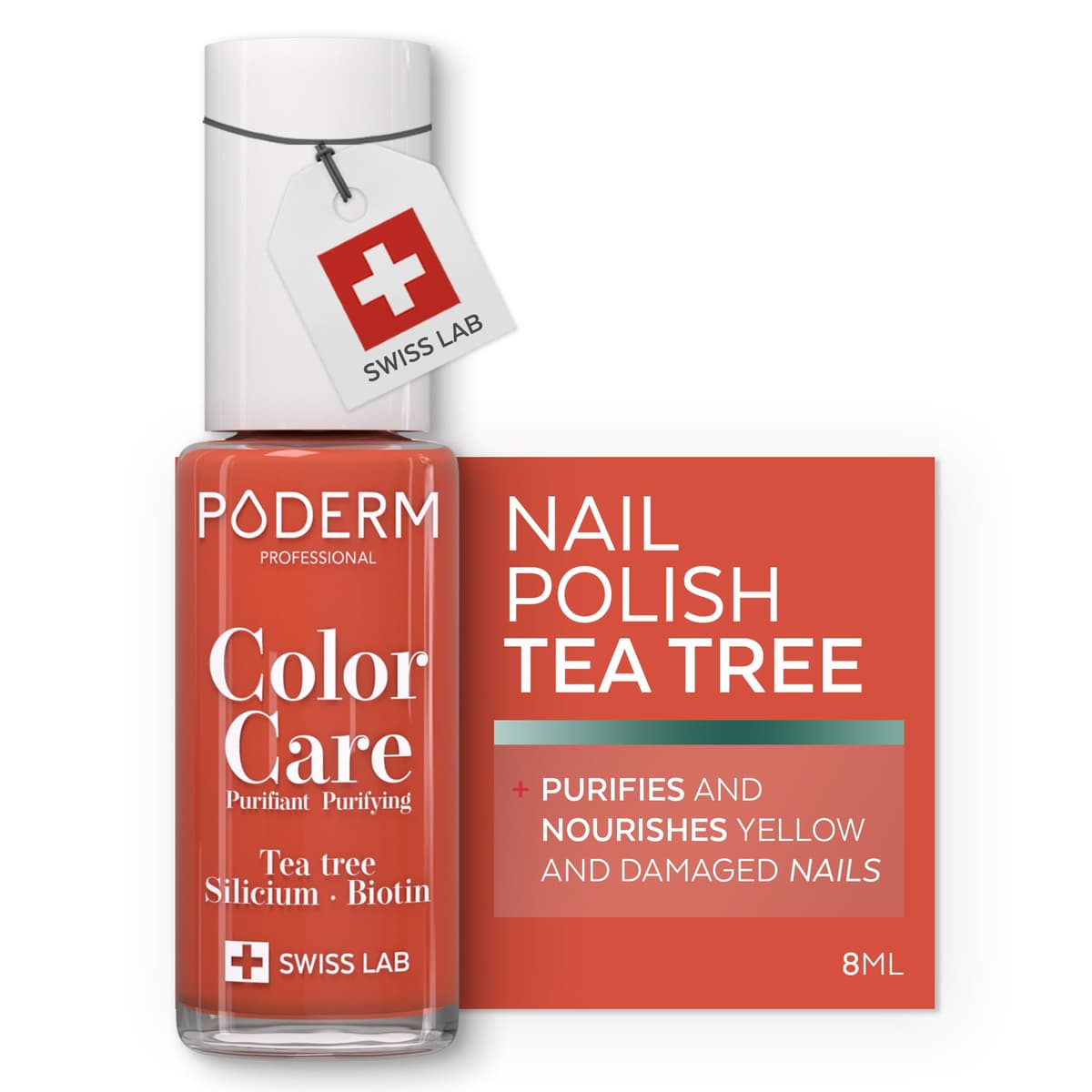 PODERM Nail Care Polish with Tea Tree - Rosewood | Swiss Lab - 8ML | Enriched with Tea Tree, Silicon & Biotin | Purifies, Clarifies & Nourishes Yellow Nails | Created by a Podiatrist — view 10
