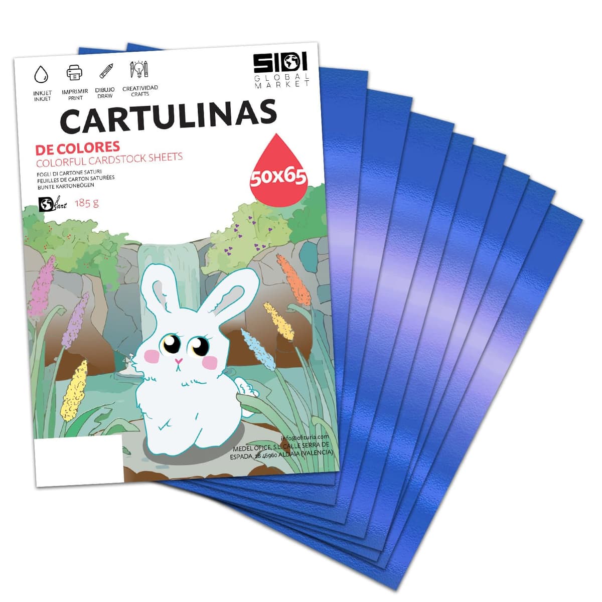 Cartulina A4 Azul Metalizada 230 g Cartulina Brillo Reflectante para Manualidades, Scrapbooking, Impresora Inkjet y Láser, Papel Cartulina Premium Metalizado – SIDI (azul metalizado, 25h) — view 26