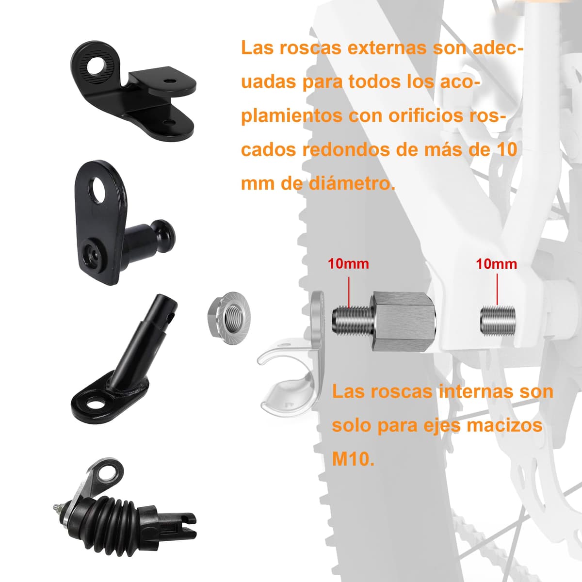 Adaptador de Acoplamiento, Adaptador Universal para Eje de Bicicleta, Adaptador de Acoplamiento de Acero Inoxidable para remolques de Bicicletas — view 4