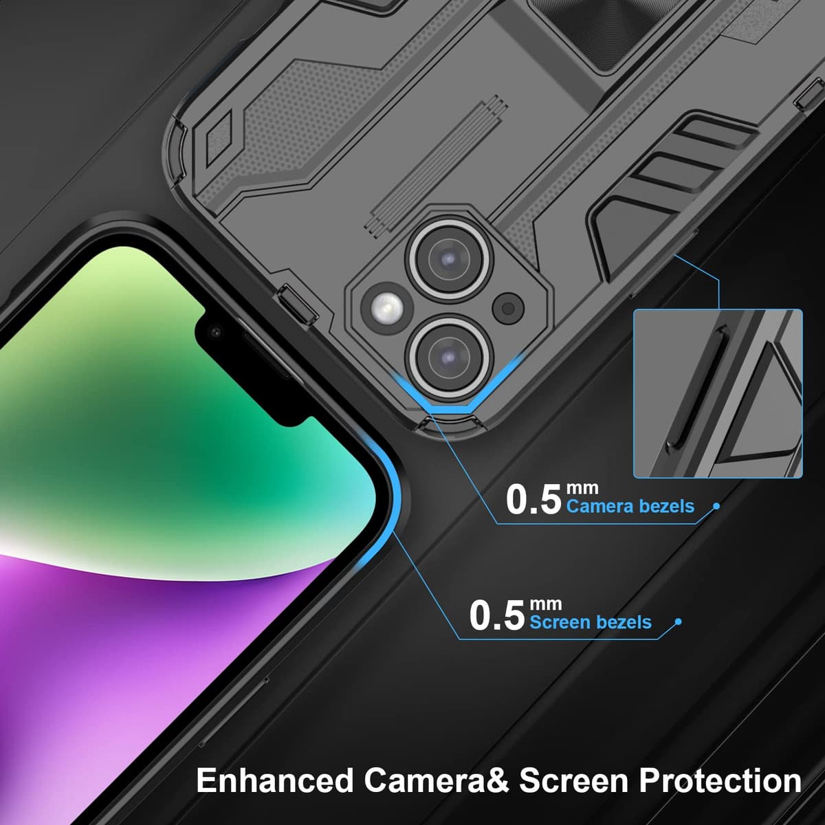 Funda para CMF Phone 2 Pro, Carcasa Antigolpes con Soporte anular metálico, Case Protectora de Grado Militar, Negro — view 162