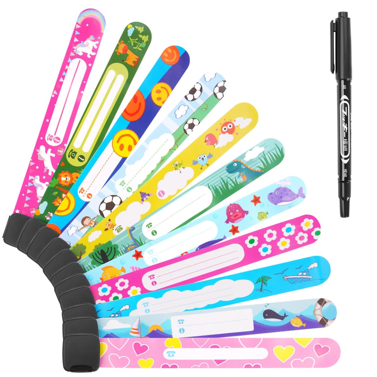 Vicloon Pulsera Identificativa Niños + Marcador, 8 piezas Pulsera Seguridad Anti perdida Pulsera de Emergencia Impermeable Reutilizable para Niños Niñas Bebé Arneses de seguridad Bebé — view 11