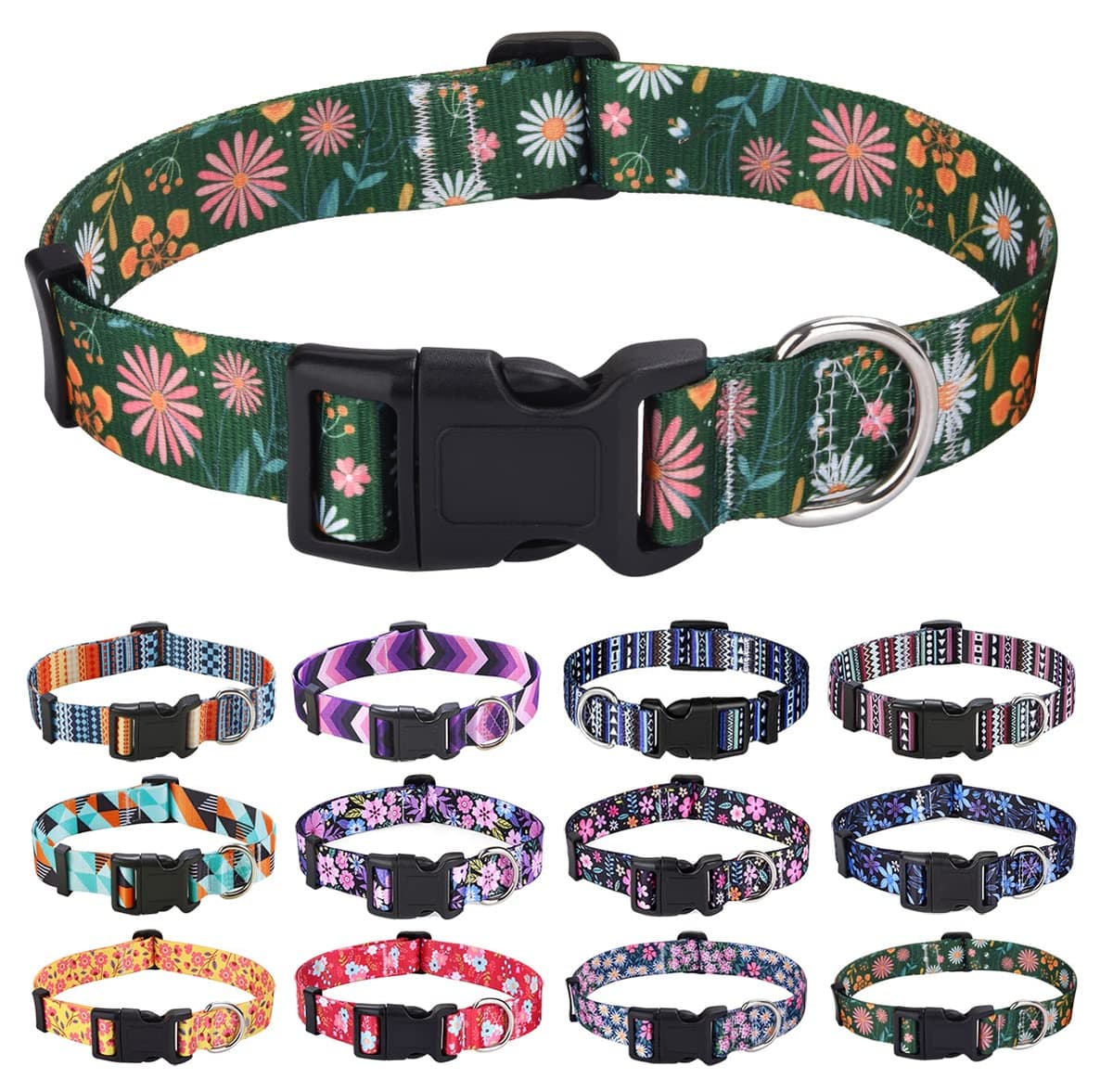 Mihqy Dog Collar for Small Dogs, Cute Small Medium Large Dog Pet Collar, with Floral Patterns, Soft Adjustable for Boy Girl Female Male Puppy Dog Collar(Floral Pink,S) — view 48
