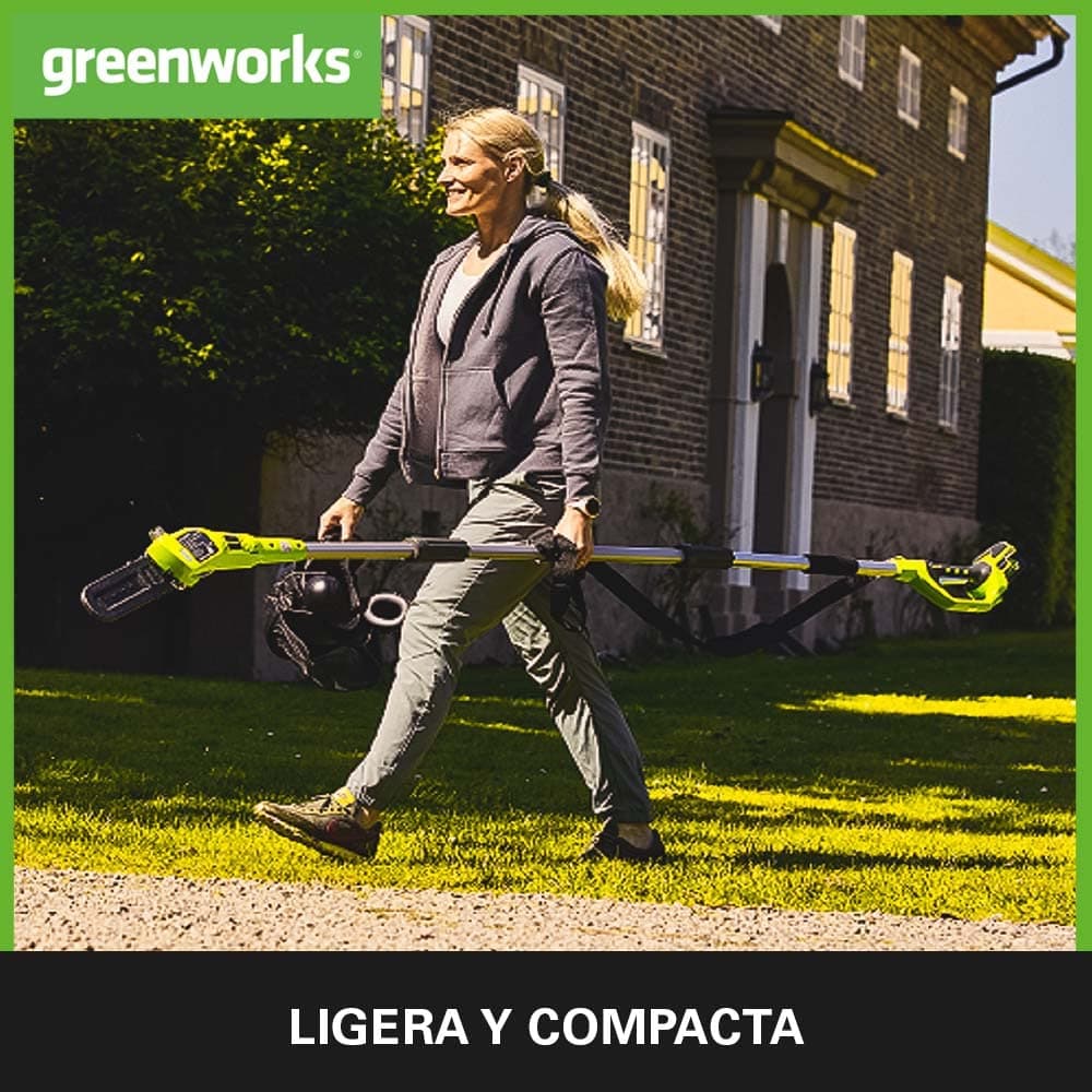 Greenworks 40V 2.6m Podadora de Pértiga, Sierras Telescópicas Eléctrica, Barra de 8 Pulgada (20 cm), Velocidad de Cadena 8 m/s, Autoengrasado, Batería 40V 2Ah y Cargador, Garantía de 3 Años,G40PSFK2 — view 4