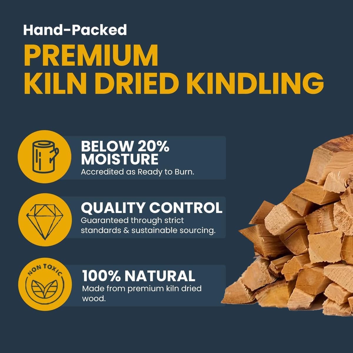 Ecoblaze Kiln Dried Kindling Wood 10kg - Easy to Light, Smokeless Fire Starter for Stoves, Fire Pits, BBQs, Chimineas, Wood Burners & Indoor or Outdoor Fires (4x2.5kg packs) — view 3