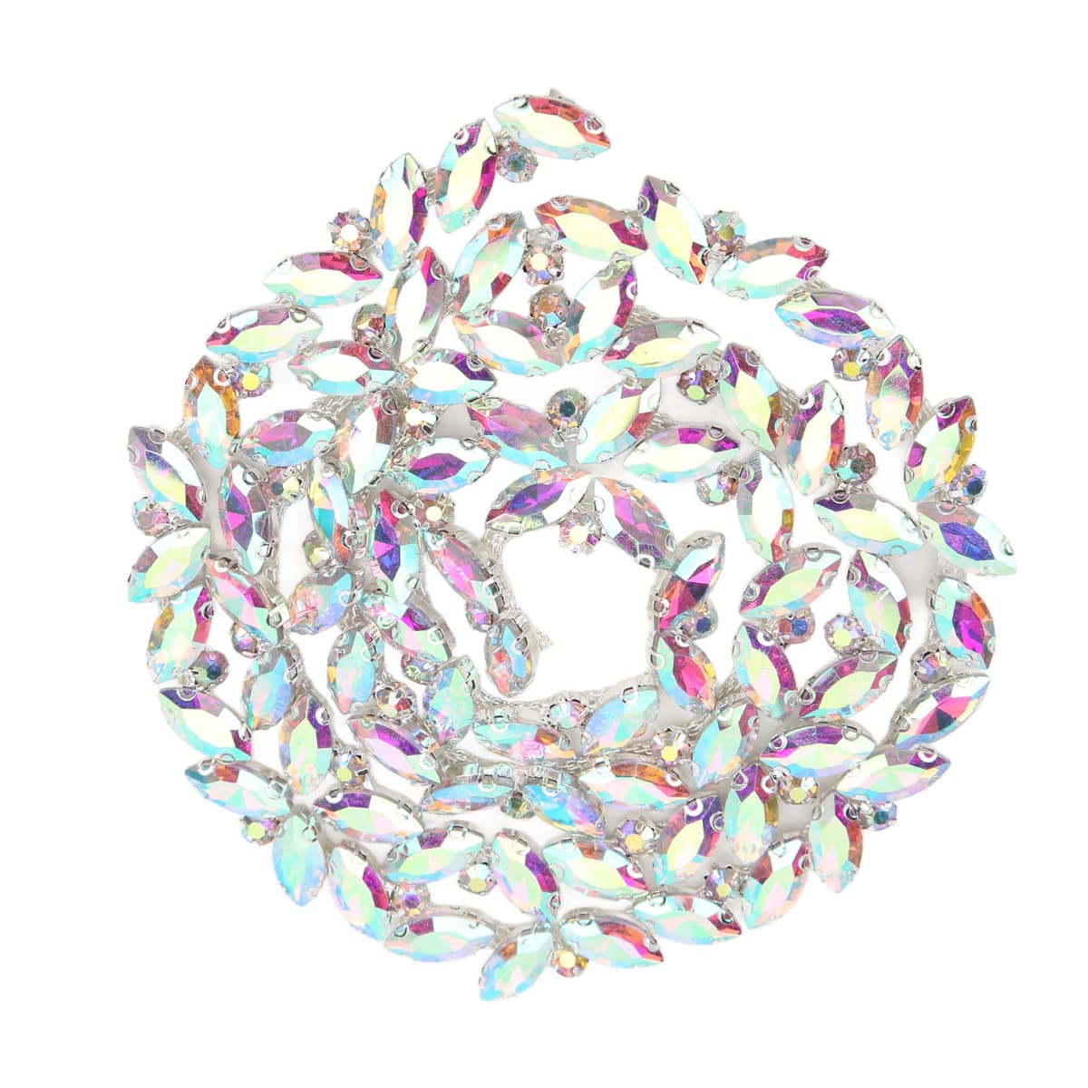 Acouto Crystal Chain Trim, Transparent Glass Claw Chain High Hardness Rhinestone Strips for Clothing, Shoes, Jewelry Accessories