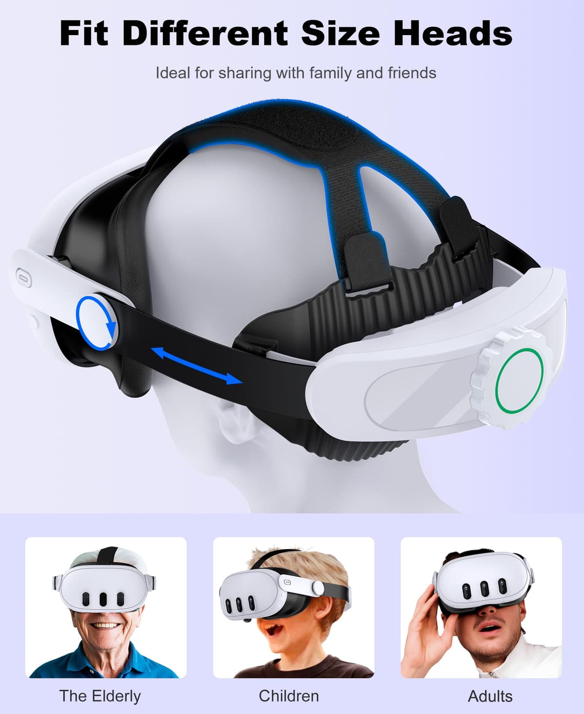 HELLCOOL Correa de Cabeza Cómoda para Meta Quest 3S/3/2 – Soporte VR Ergonómico con Función Plegable de 45° y Rueda de Ajuste – Accesorio Ligero para Sesiones Largas sin Puntos de Presión — view 2