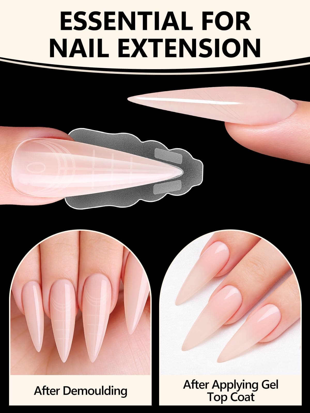 EBANKU 280PCS Sandwich Moldes Uñas, Transparent Top & Bottom Dual Nail Forms Stiletto Moldes Polygel Acrilicas Uñas Postizas para Herramientas de Manicura de Extensión — view 5