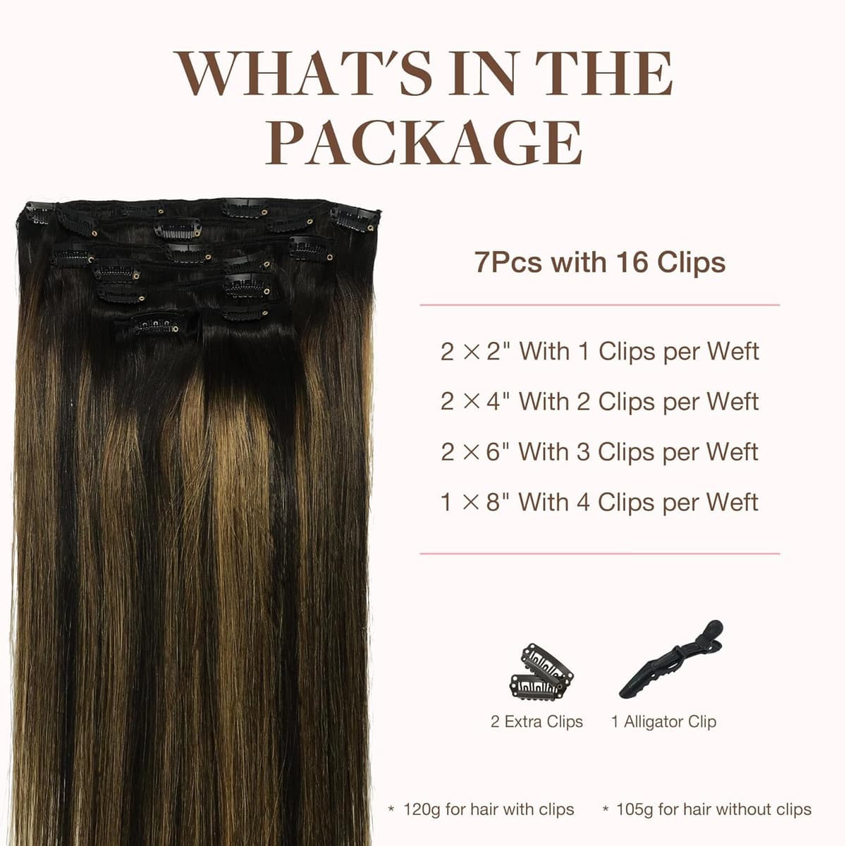 GOO GOO Clip in Hair Extensions Human Hair, 18inch 150g 9Pcs, #2 Dark Brown, Hair extensions for women, Human Hair Extensions Clip in — view 333