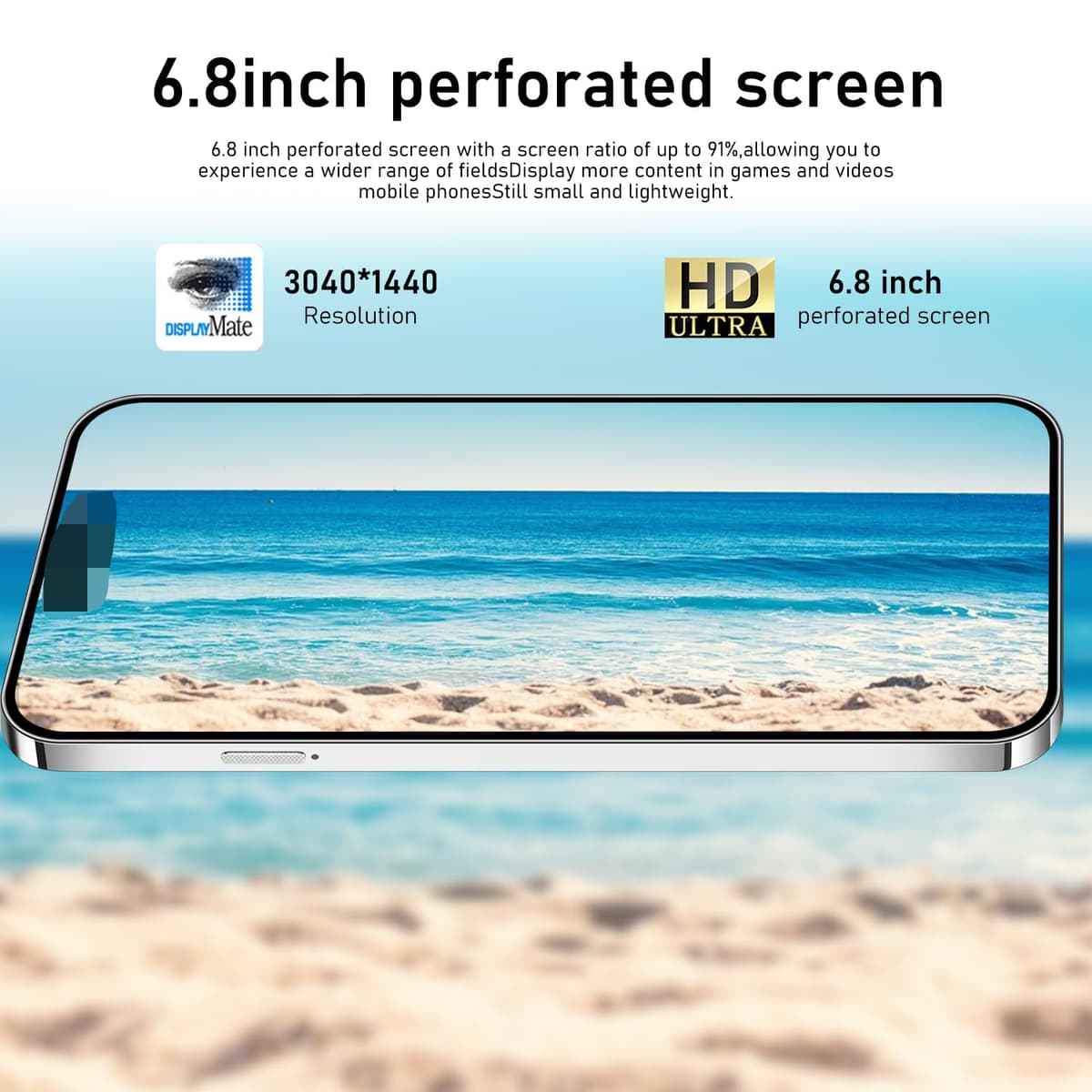 14 PM Unlocked Cell Phone,Smartphone Long Battery Life 6.82" HD Screen Unlocked Phones, 16+512GB Android 13.0 with 128G Memory Card, Dual SIM/Fingerprint Lock/Face ID/GPS (White) — view 3