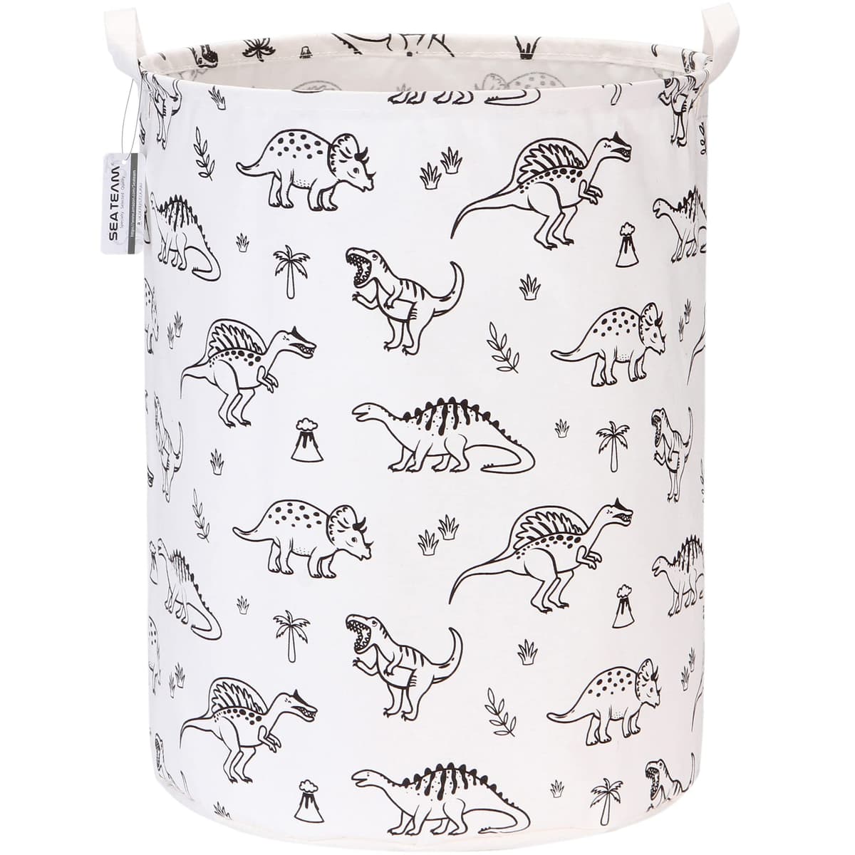 Sea Team 19.7 Inch Large Sized Waterproof Coating Ramie Cotton Fabric Folding Laundry Hamper Bucket Cylindric Burlap Canvas Storage Basket with Stylish Grid Pink Design — view 9