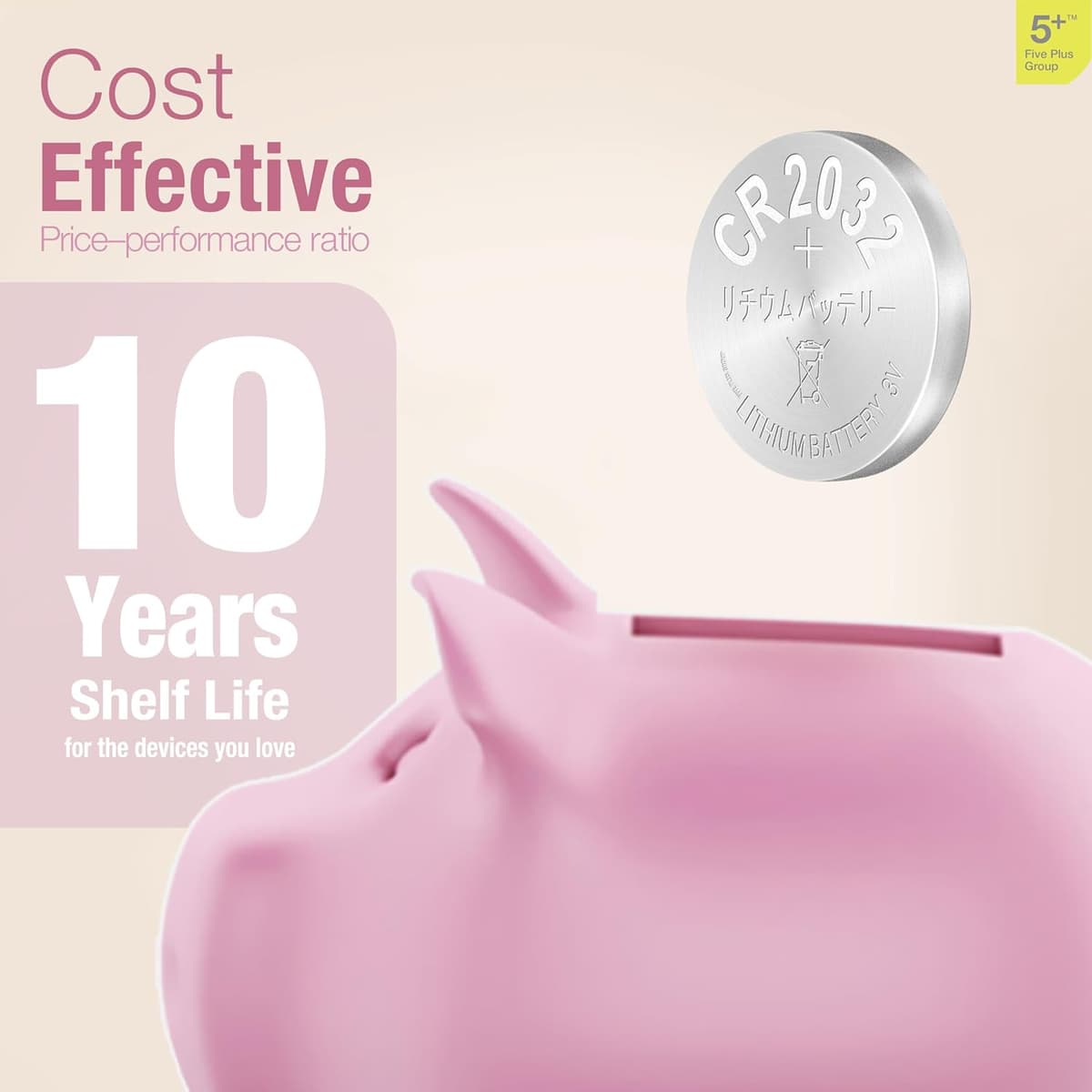 5Plus Group 5 Pcs 2032 CR2032 DL2032 ECR2032 3V Lithium Coin Cell Batteries – Ideal for Keyfobs, Scales, AirTags, Wearables, and Other Devices – Great for Home, Professional, and Commercial Use — view 7