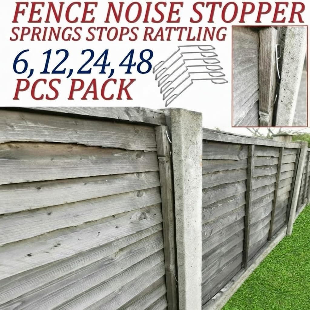 Fence Panel Grips Clips Stop Rattling 48 Pcs for 12 Fences Garden Wind Protector - Storm Proof Security Clips - Anti-Rattle Banging in Wind, Stainless Steel Anti-Noise Springs for Wooden Panels (48) — view 5