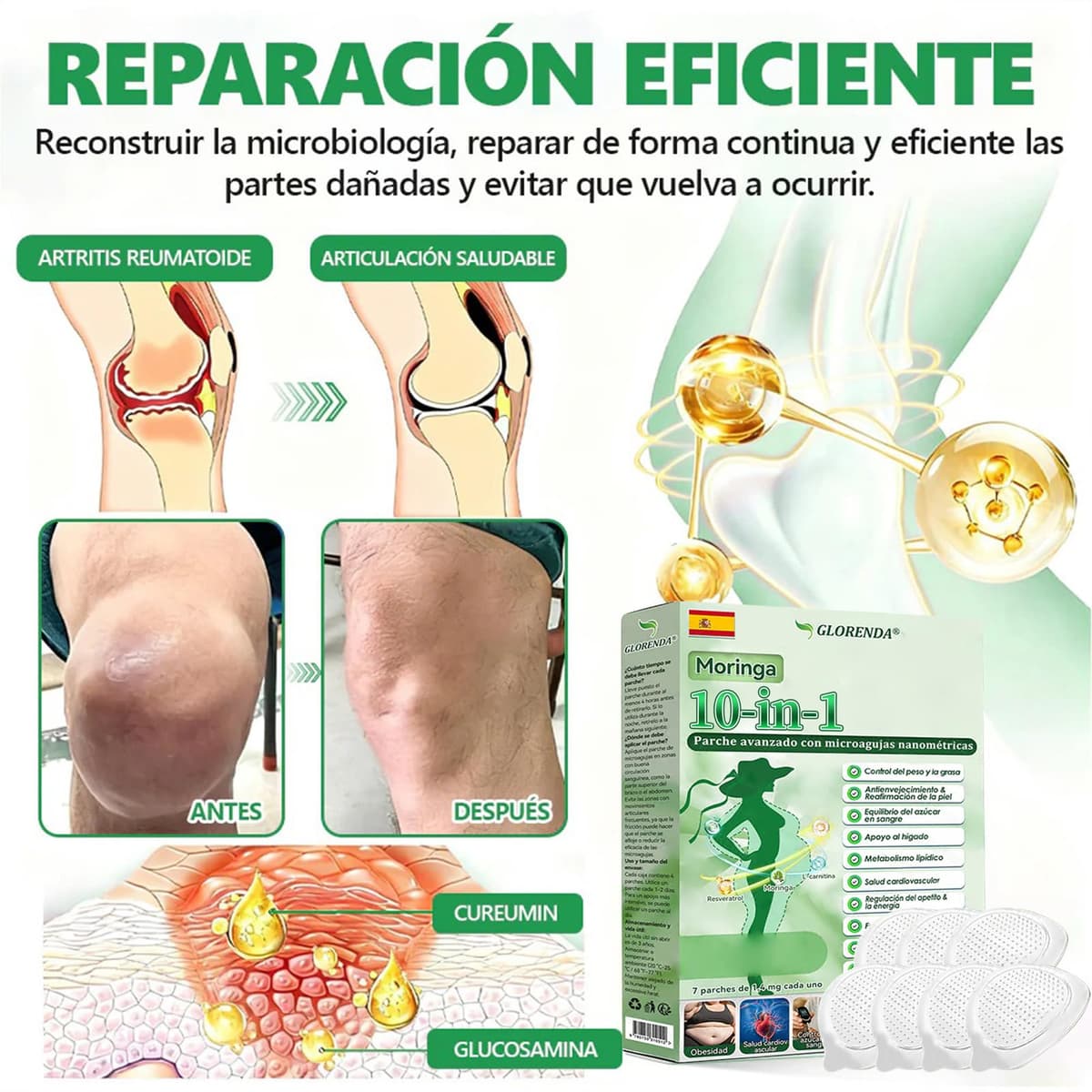 GLORENDA Moringa NAD+ Parche 10-en-1, GLORENDA Parches, para hombres y mujeres (2 Caja) — view 3