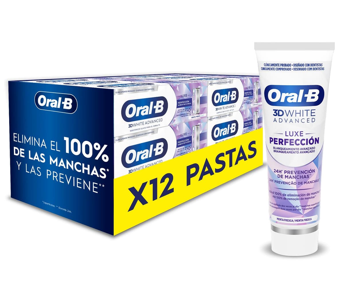 Oral-B Pro 3D White Clinical Blanqueamiento Intensivo Pasta De Dientes Blanqueadora, Elimina Las Manchas Superficiales, Dentífrico Blanqueante Con Sabor a Menta Siempreverde, 75 ml — view 9