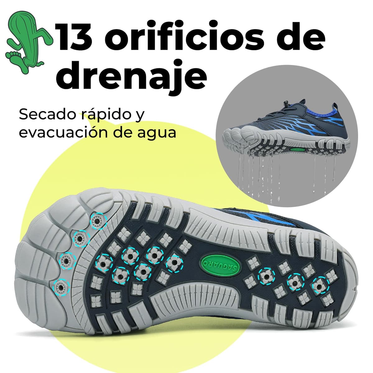 SAGUARO Zapatos descalzos para niños, de secado rápido, transpirables, con puntera ancha, talla 25-35 — view 3