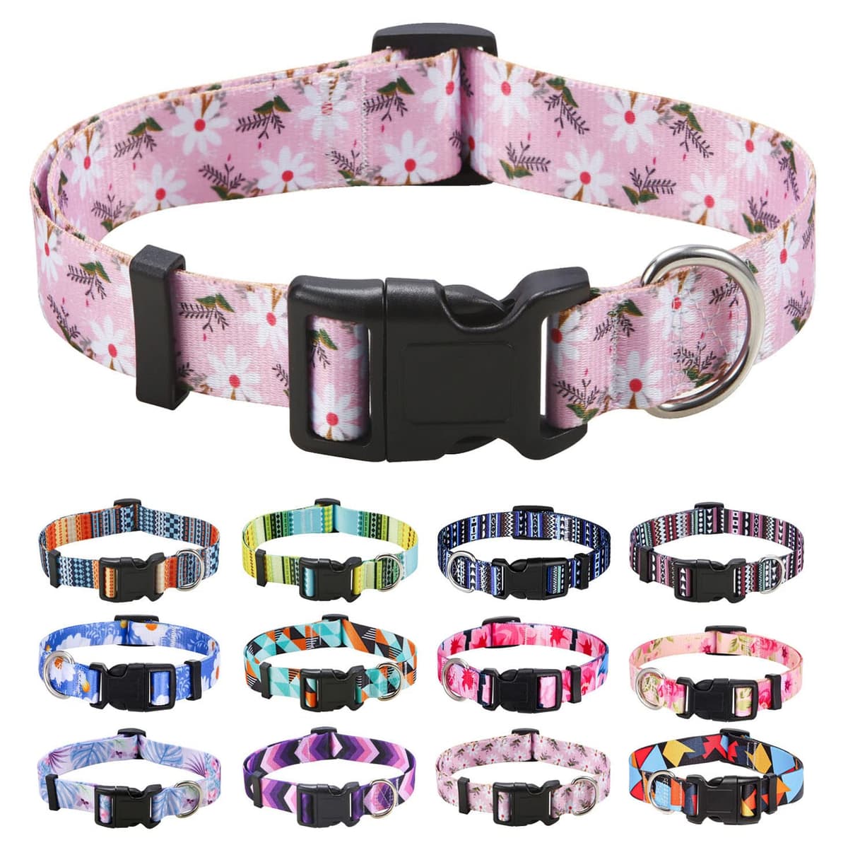 Mihqy Dog Collar for Small Dogs, Cute Small Medium Large Dog Pet Collar, with Floral Patterns, Soft Adjustable for Boy Girl Female Male Puppy Dog Collar(Floral Pink,S) — view 55