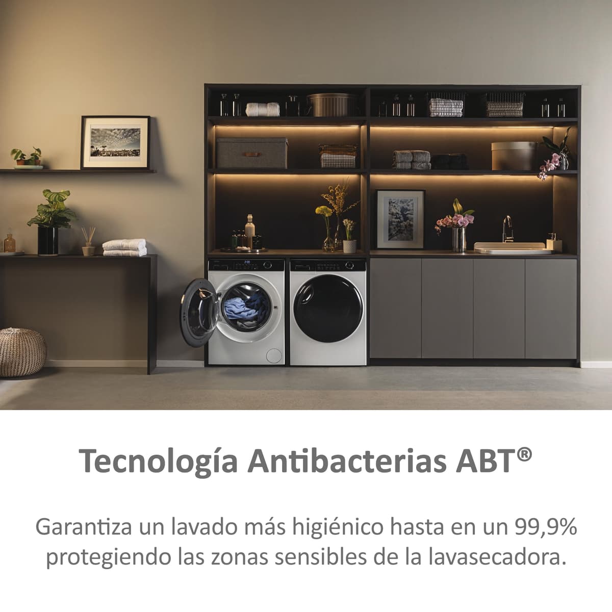 Haier I-Pro Series 5 HW90-B14959EU1IB- Lavadora Carga Frontal 9KG, Función Vapor, Motor Direct Motion, Tratamiento Antibacterias, 1400 RPM, Fin Diferido, Detector Automático de KG, 12 Programas,Blanco — view 7