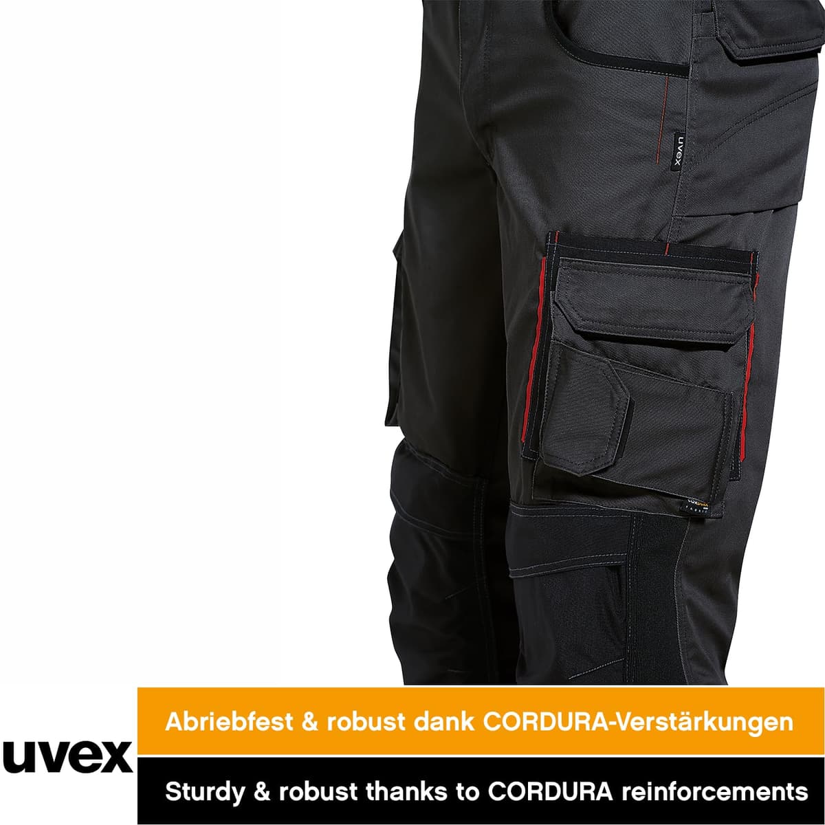 Uvex Tune-up 8909 Pantalon de Trabajo para Hombre - Pantalones Cargo para Trabajar de Algodón y de Cordura - Multibolsillos - Bolsillo de Las Rodilleras - Color Gris, Negro, Azul, Verde, Blanco — view 4