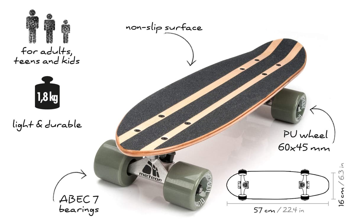 meteor Monopatín patineta Retro Madera Skateboard Completo niños jóvenes Adultos Mejor Calidad Robusto Ligero Ruedas un Skateboard Madera — view 2