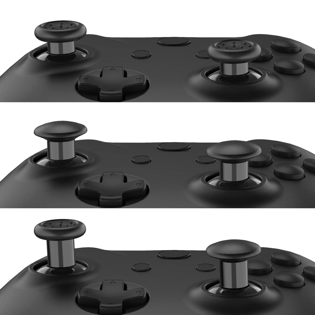 eXtremeRate ThumbsGear Joysticks Ajustables para Mando Xbox Series X S/One Elite/One S X - Joystick Ergonómico con Grip Convexo Cóncavo de 3 Alturas Thumbsticks para Xbox Control (Negro) — view 3