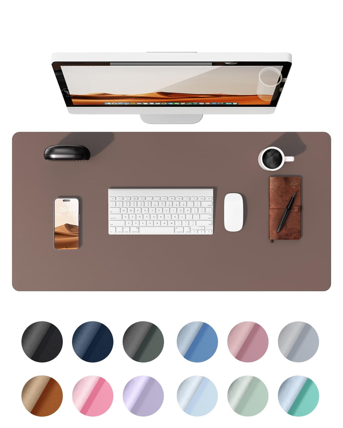 YSAGi Leather Desk Mat, Large Mouse Mat, Non-Slip Desk Pad, Waterproof Leather Table Protector Writing Pad for Office and Home (60 x 35 cm, Black) — view 10