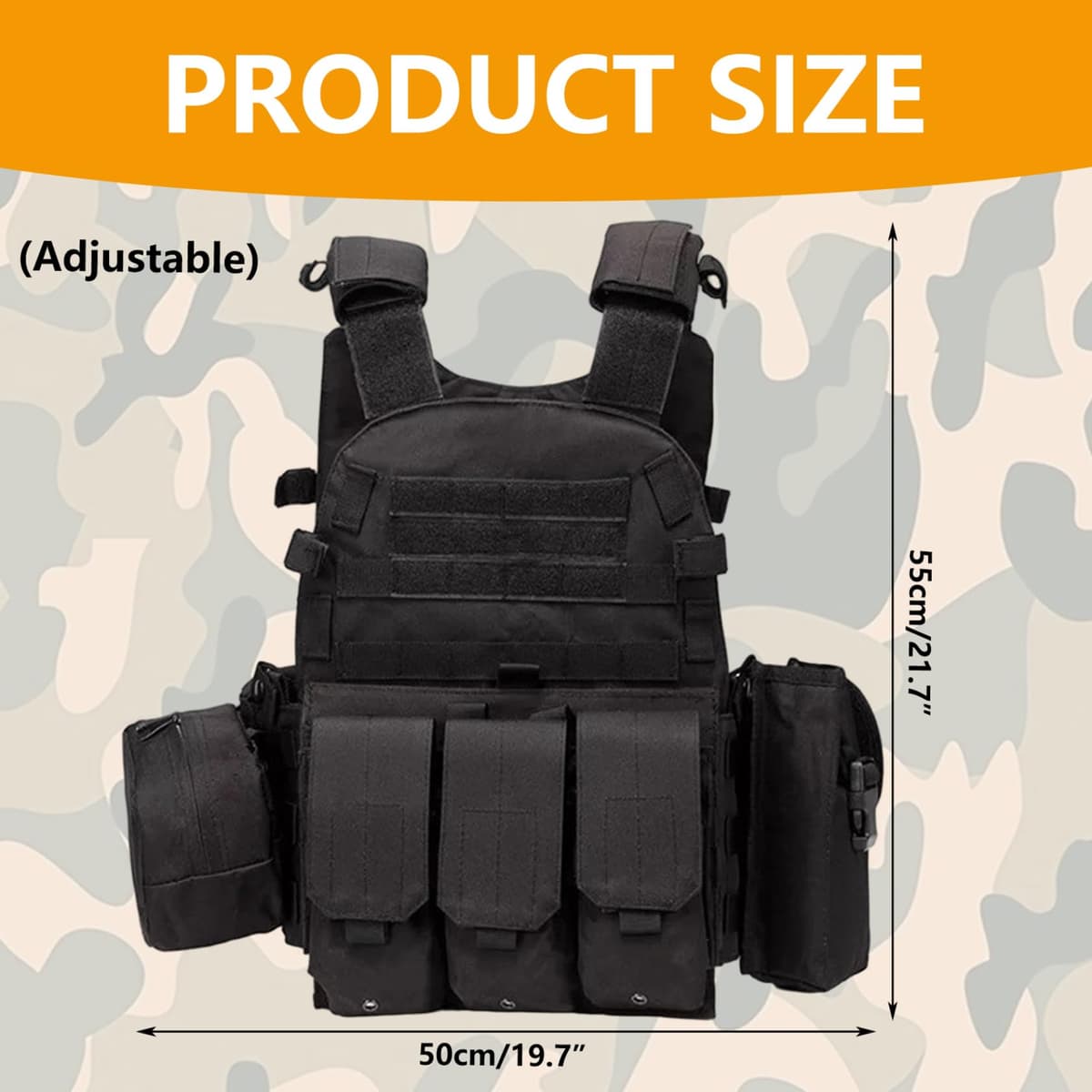 Chaleco Airsoft Portador de Placa Molle Multifuncional Chaleco de Paintball Transpirable Ajustable para Entrenamiento de Guardias de Seguridad Campo y Exteriores — view 2