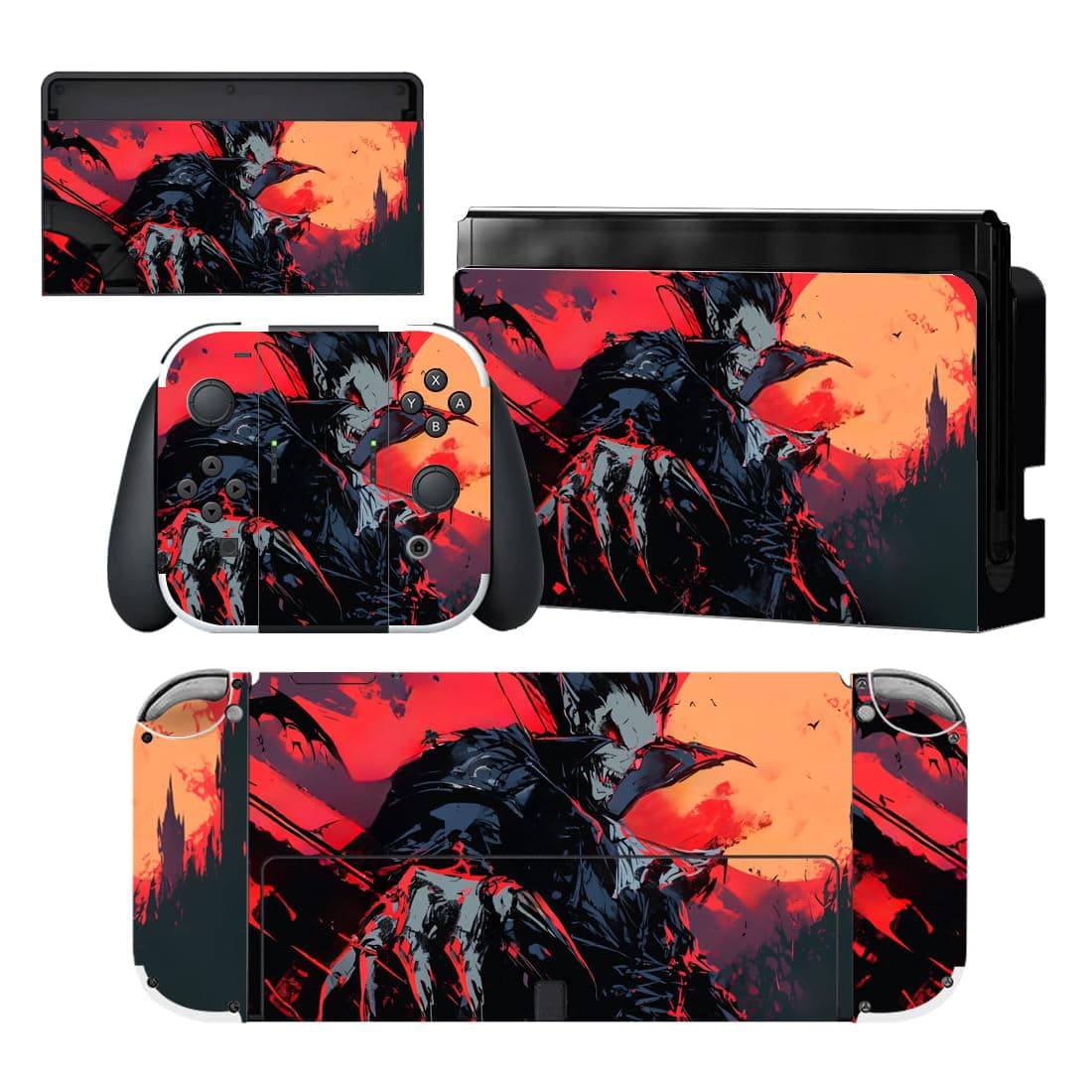 playvital Full Set Protective Stickers for Nintendo Switch OLED Model, Customized Vinyl Decal Skins for Switch OLED Console & Joycon & Dock & Grip - Nebula Galaxy — view 16