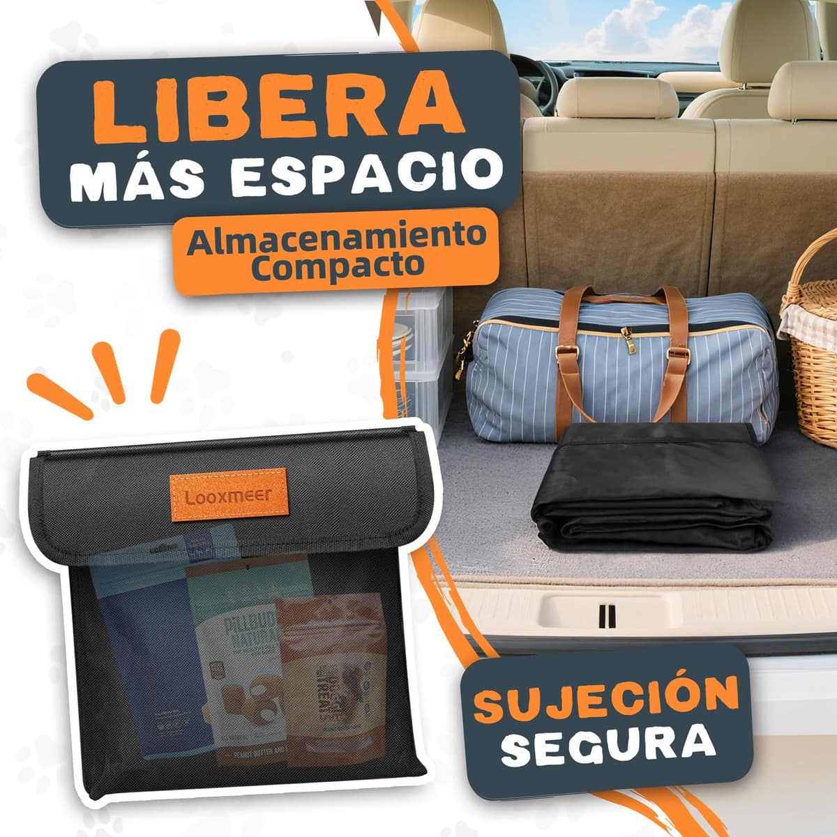 Funda Maletero Coche Perros Universal, Protector Antideslizante y Impermeable, con Protección Lateral, Cubierta Coche Antiarañazos Lavable para SUV Camión Sedán, Negro(Ligero) — view 4