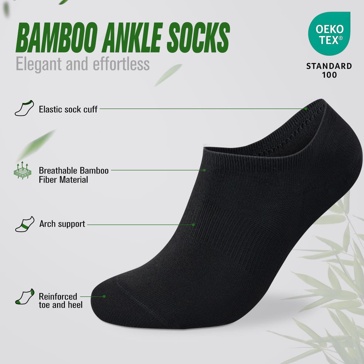 Niorasen Calcetines Invisibles Hombre y Mujer de Bambú 6 Pares, Pinkies Unisex Transpirables con Silicona Antideslizante, Calcetines Bajos para Zapatillas y Mocasines, Talla 35-50 — view 7