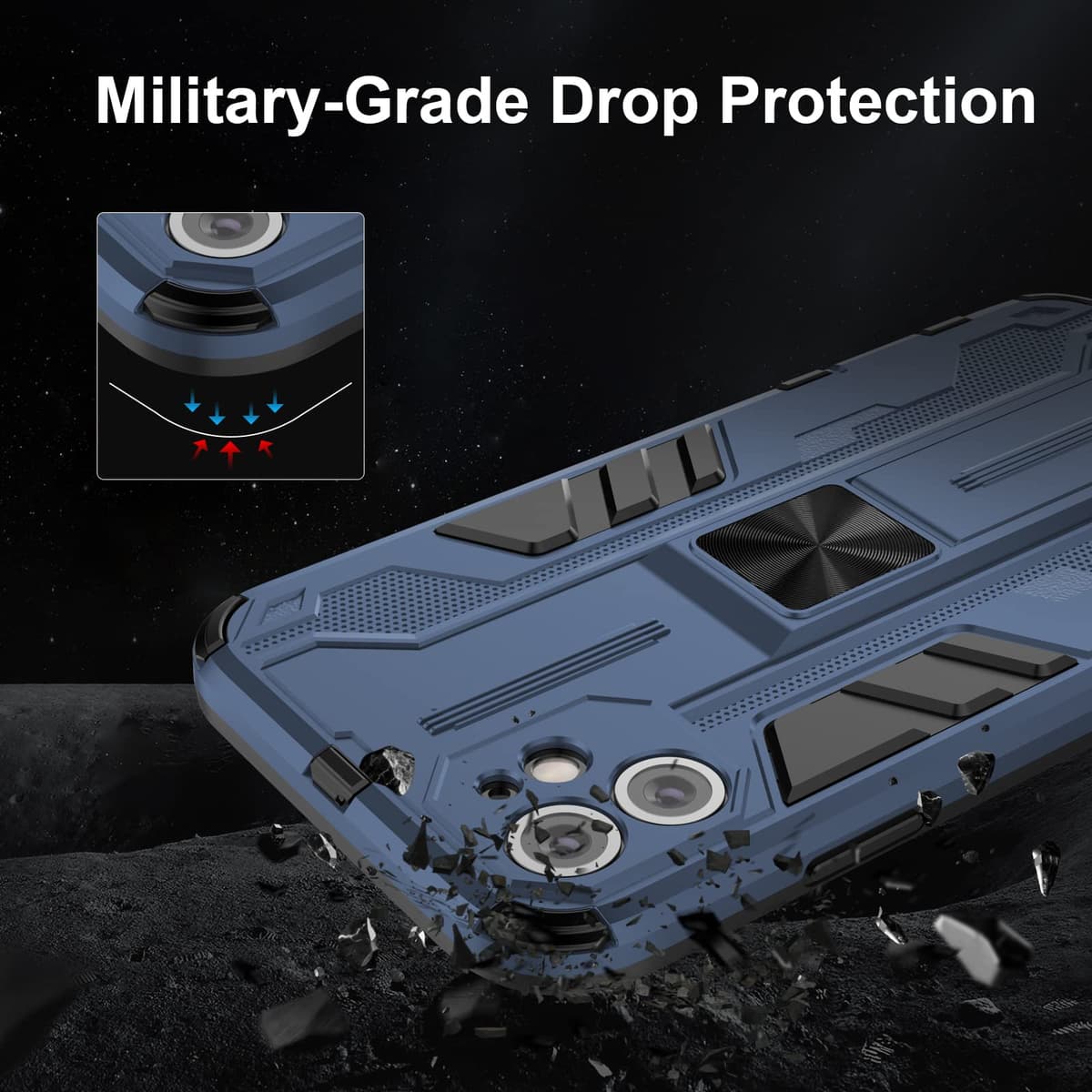 Funda para CMF Phone 2 Pro, Carcasa Antigolpes con Soporte anular metálico, Case Protectora de Grado Militar, Negro — view 238