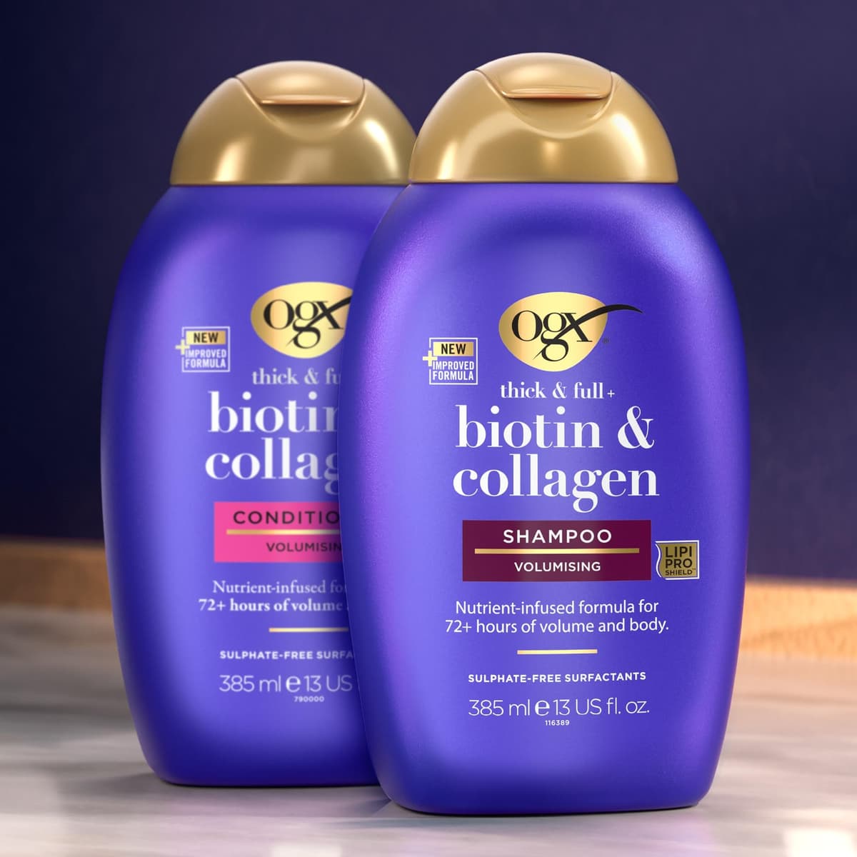 OGX Biotin and Collagen Volumising Hair Shampoo, Thick and Full, with Vitamin B7 Biotin, and Collagen, for Fine Hair, Sulfate Free Surfactants, 385ml — view 5