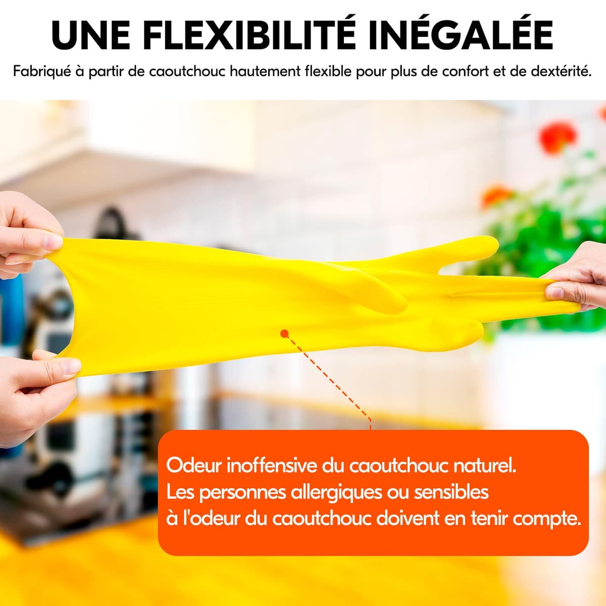 Vgo... Reusable Household Gloves, Dishwashing gloves, Extra Thick, Long Sleeves, Kitchen Cleaning/Painting/Gardening/Pet Care — view 5