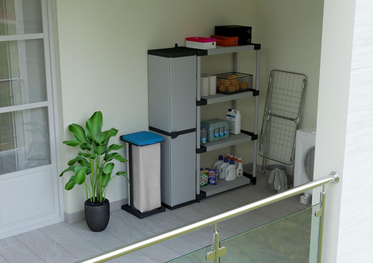 Adventa: Armario de Resina de PVC y PP, 1 Puerta, 3 estantes, fácil de Montar, Modular System, Resistente, Apto para ambientes Interiores y Exteriores, 34 x 40 x 165 cm, Gris y Negro — view 5