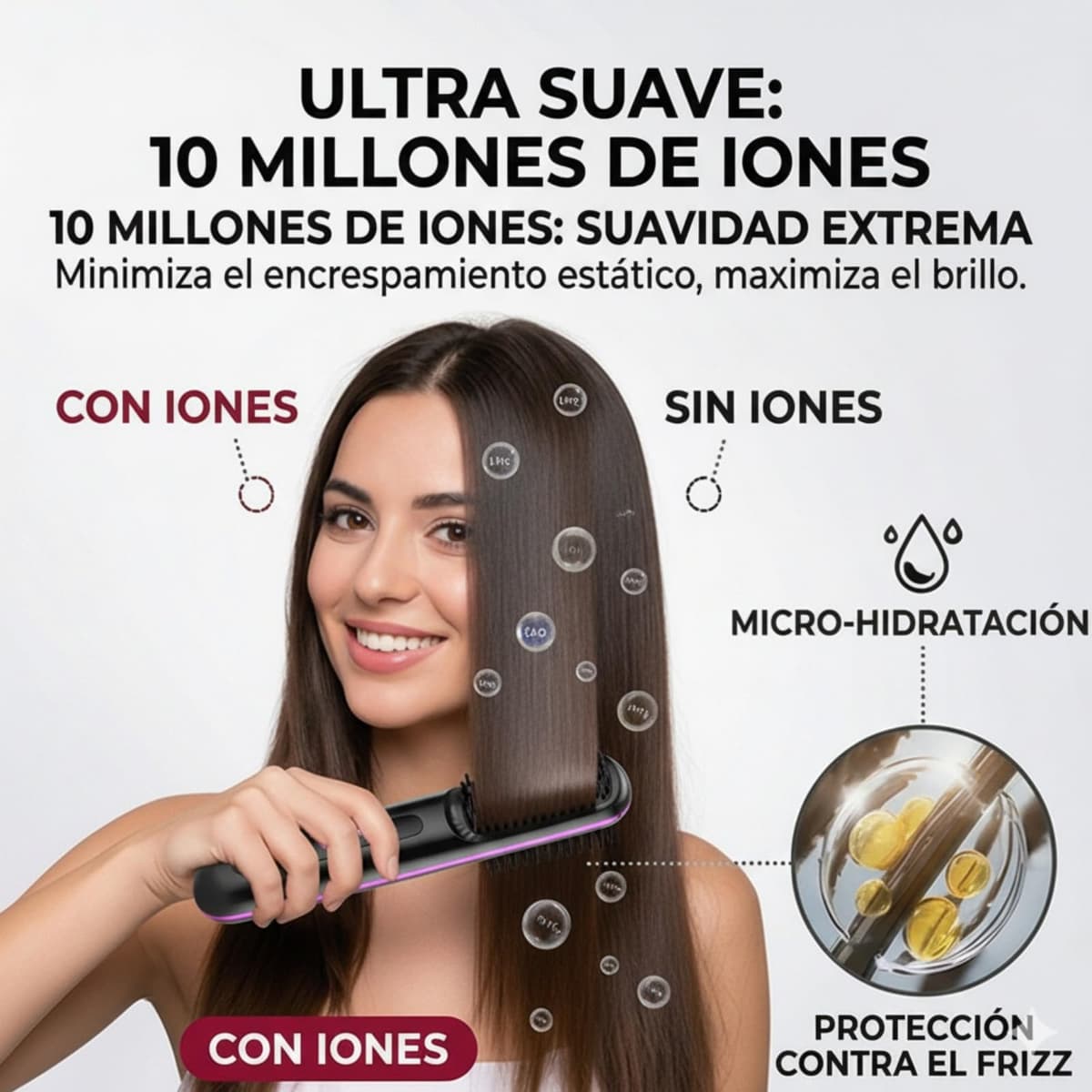 Cepillo Inalámbrico Pelo Suavelia para Cabello Corto, Cepillo Alisador con Calor Cerámico 3PX, Volumen Duradero, Sin Tirones ni Quemaduras, Recargable, Ideal para Pixie, Bob y Flequillo (Negro) — view 2