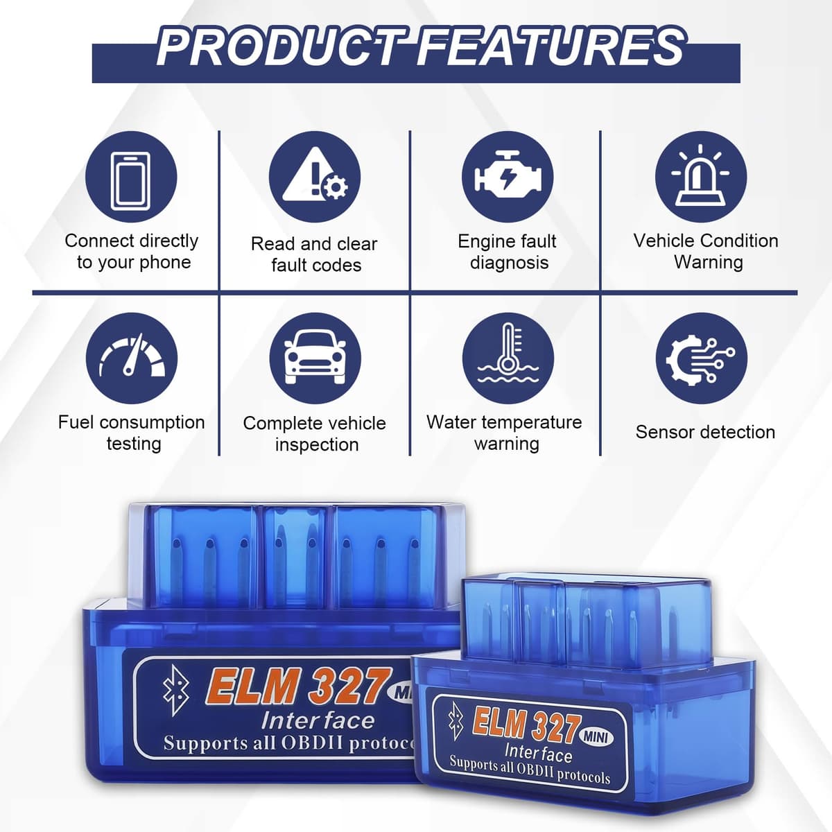 ELM-327 OBDII Car Auto Diagnostic Scanner, Mini ELM-327 OBD2 Bluetooth Scan Tool Code Reader,Car Diagnostic Scan Tool,Wireless Interface OBD II Auto Car Failure Detector for Android Windows (1PC) — view 4
