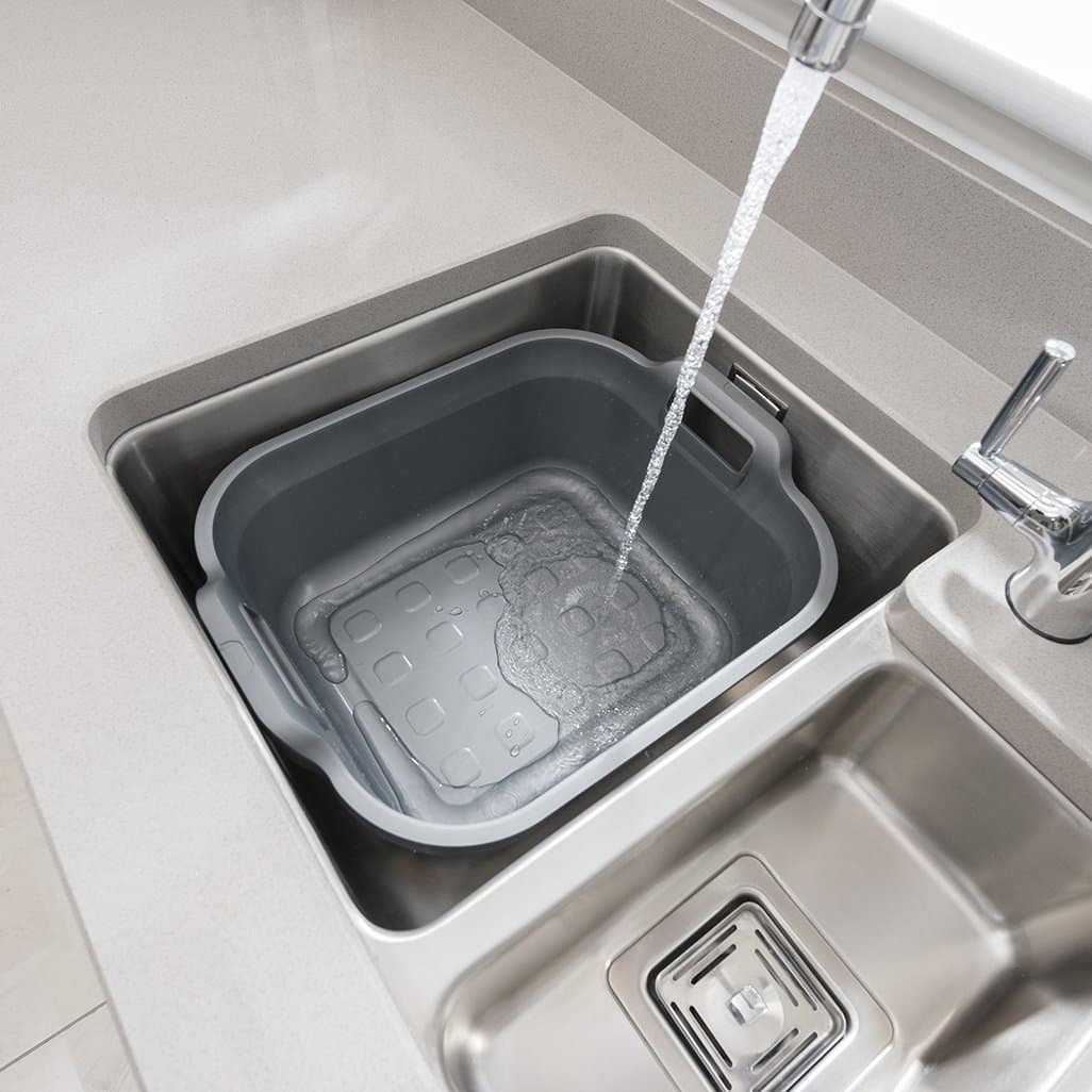 Addis 517935 Large Rectangular 10 Litre Washing Up Bowl with Handles, Metallic Silver, 39 x 32 x 14 cm — view 5
