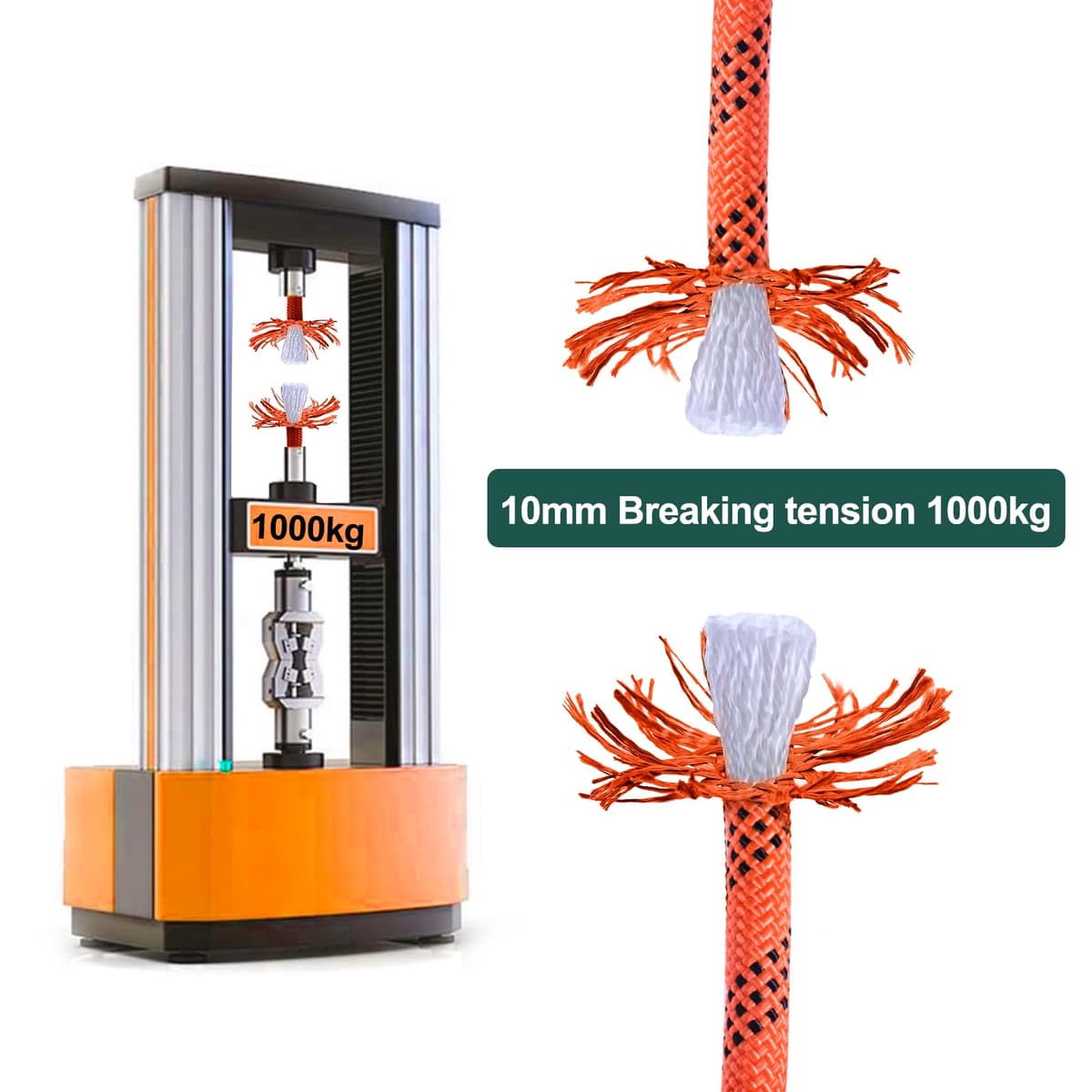 Cuerda Escalada 10M, 10mm Cuerda de Escalada Cuerda de Seguridad Nylon Cuerda Cuerdas de Rescate con 2 Mosquetón para Usos al Aire Libre Cuerda Camping Exterior Montañismo (Naranja) — view 5