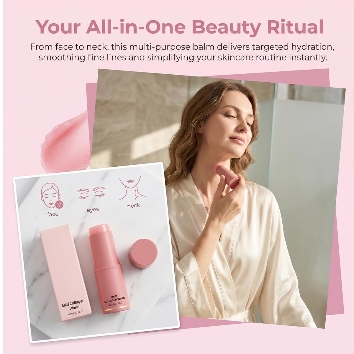 Pure Collagen Wand Stick – Multi Balm for Face, Eye, Lip & Neck Wrinkles，Moisturizing (1pc) — view 4