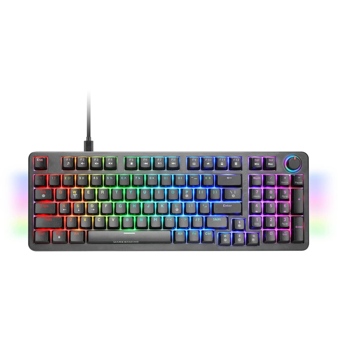 Mars Gaming MKPRO, US, Teclado Mecánico Gaming Completo, RGB Chroma, Switches Hot-Swap Mecánicos, Antighosting, Rueda de Control, Software, Multiplataforma, Switch Silent, Blanco — view 50