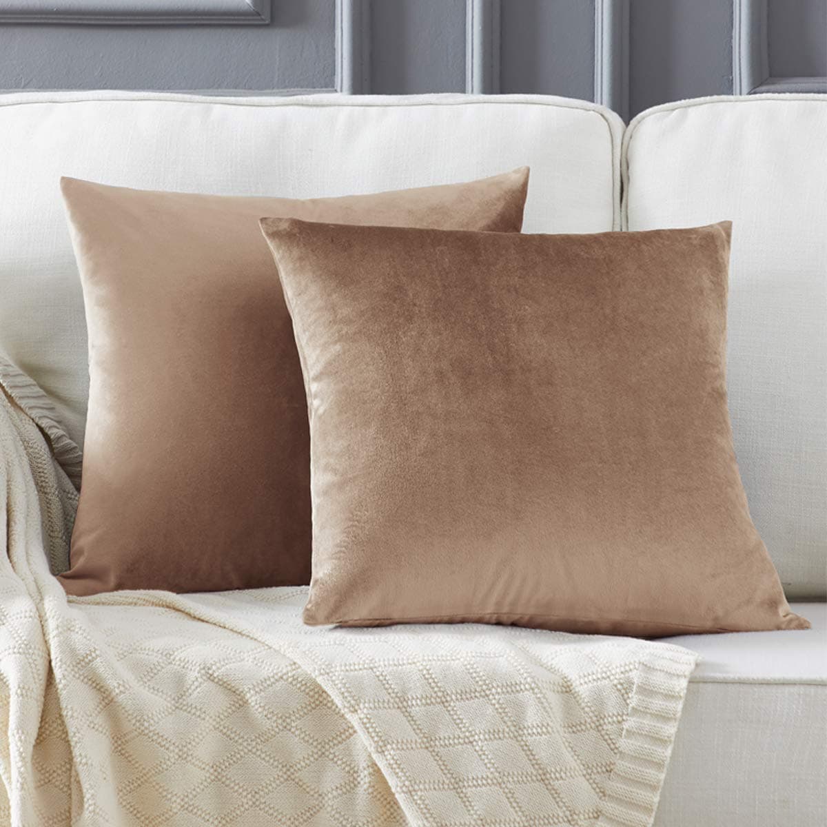 Gris Oscuro Terciopelo Almohada Cubre Caso Suave decoración Fundas de de cojín para sofá Dormitorio Coche Cama Casa Decor 30x50cm ，Pack de 2 — view 22
